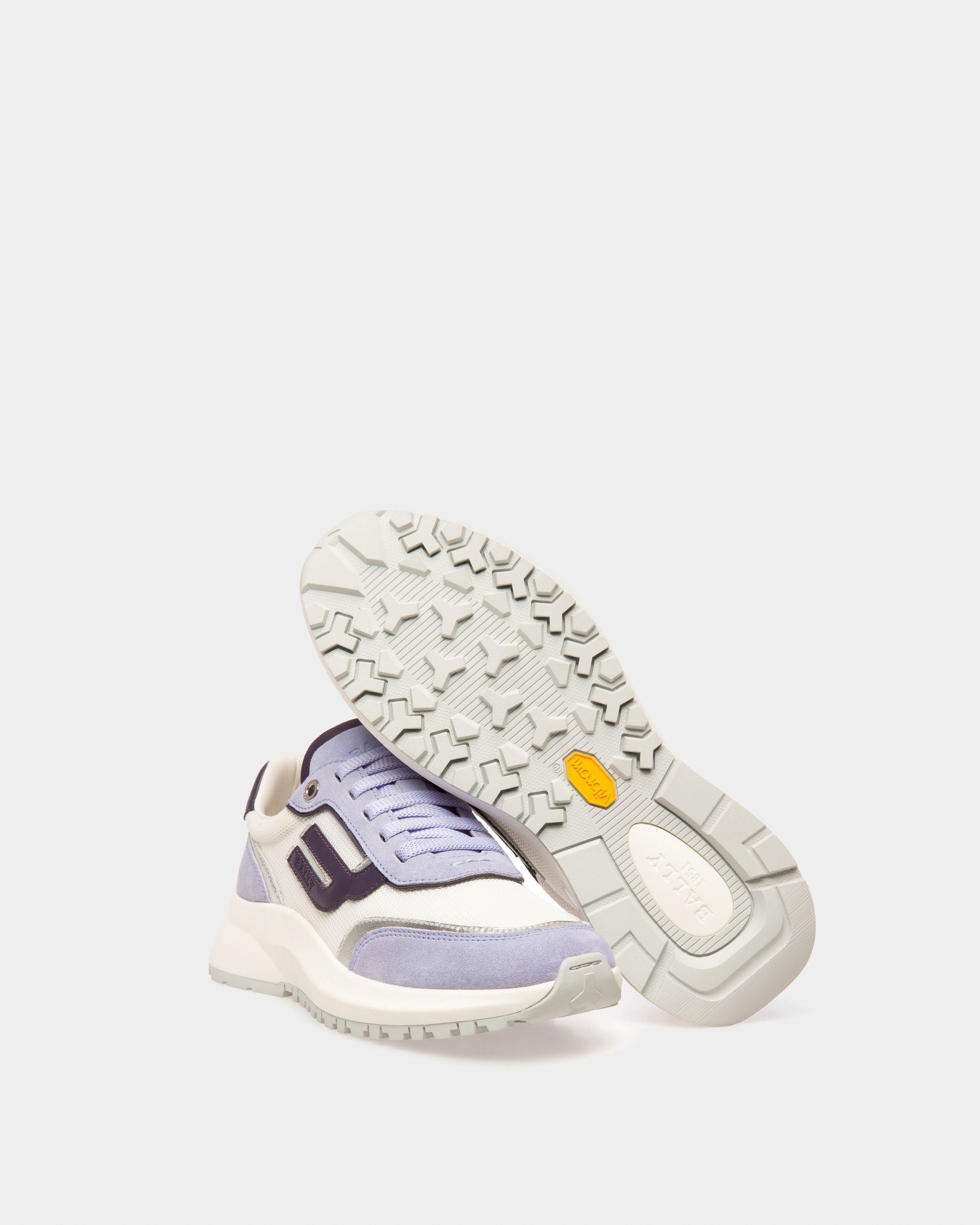 Sneaker Outline En Nylon Blanc Et Cuir Violet - Femme - Bally - 04