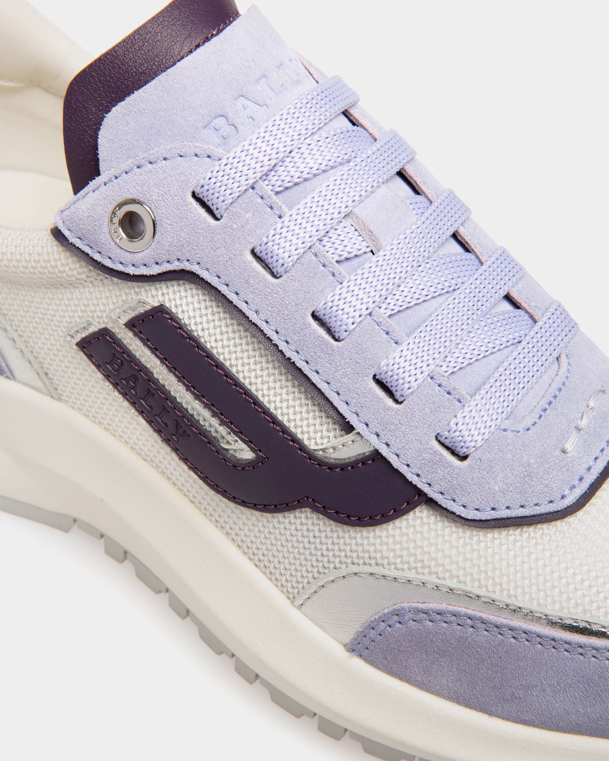 Sneaker Outline En Nylon Blanc Et Cuir Violet - Femme - Bally - 05