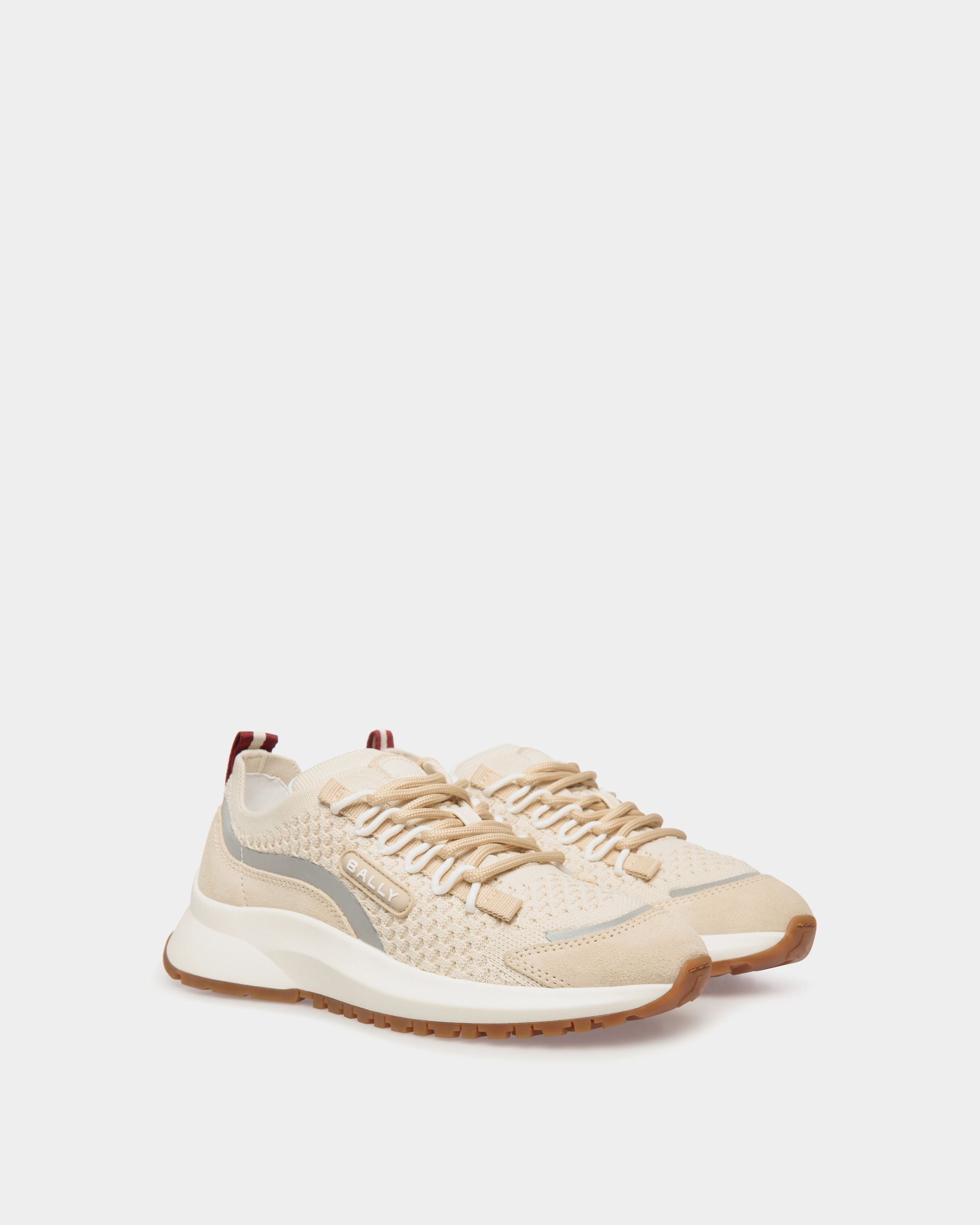 Sneaker Outline In Maglia Color Avorio E Champagne - Donna - Bally - 03