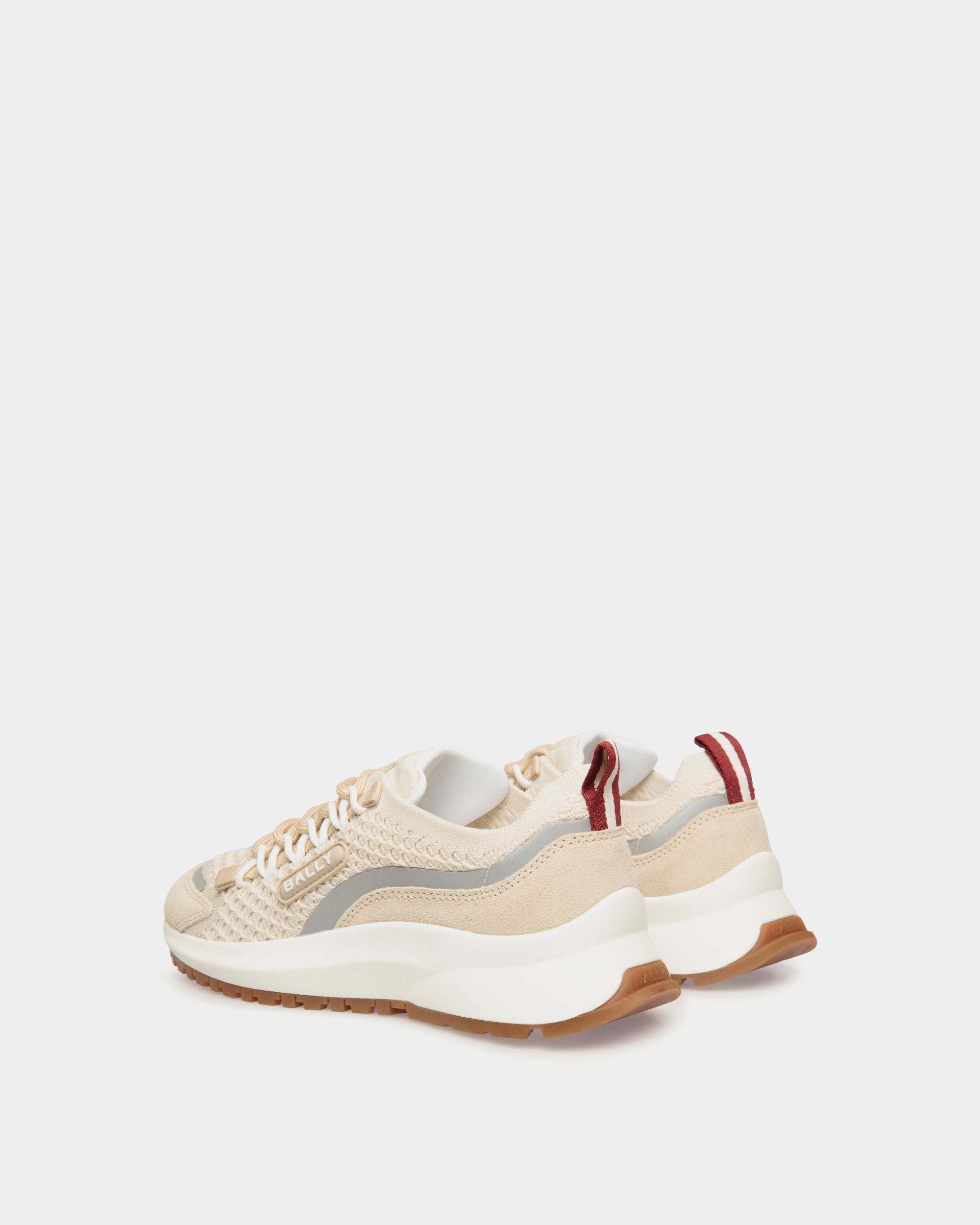 Sneaker Outline In Maglia Color Avorio E Champagne - Donna - Bally - 04