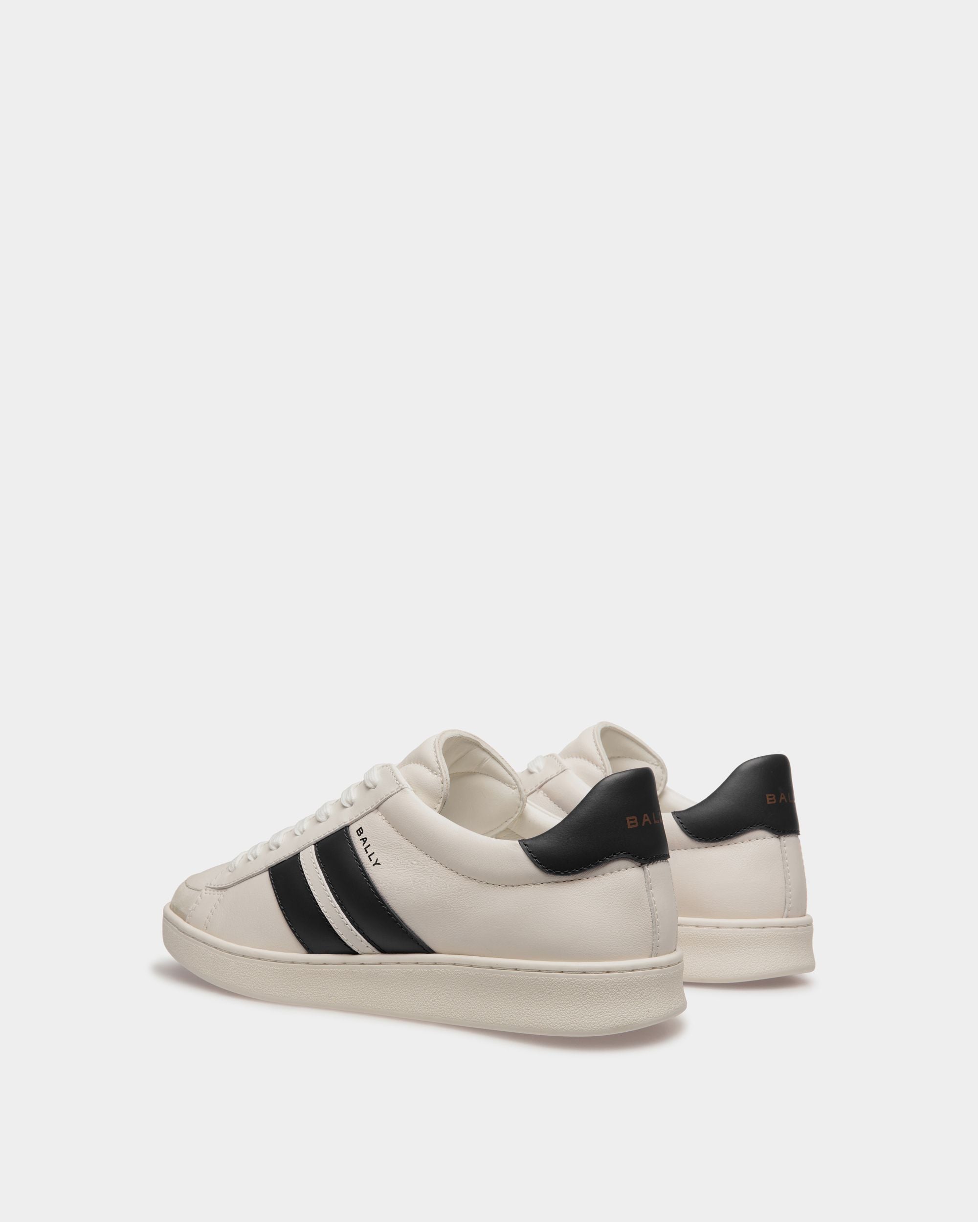 Tennis Sneaker Aus Leder In Weiß Und Schwarz - Damen - Bally - 04