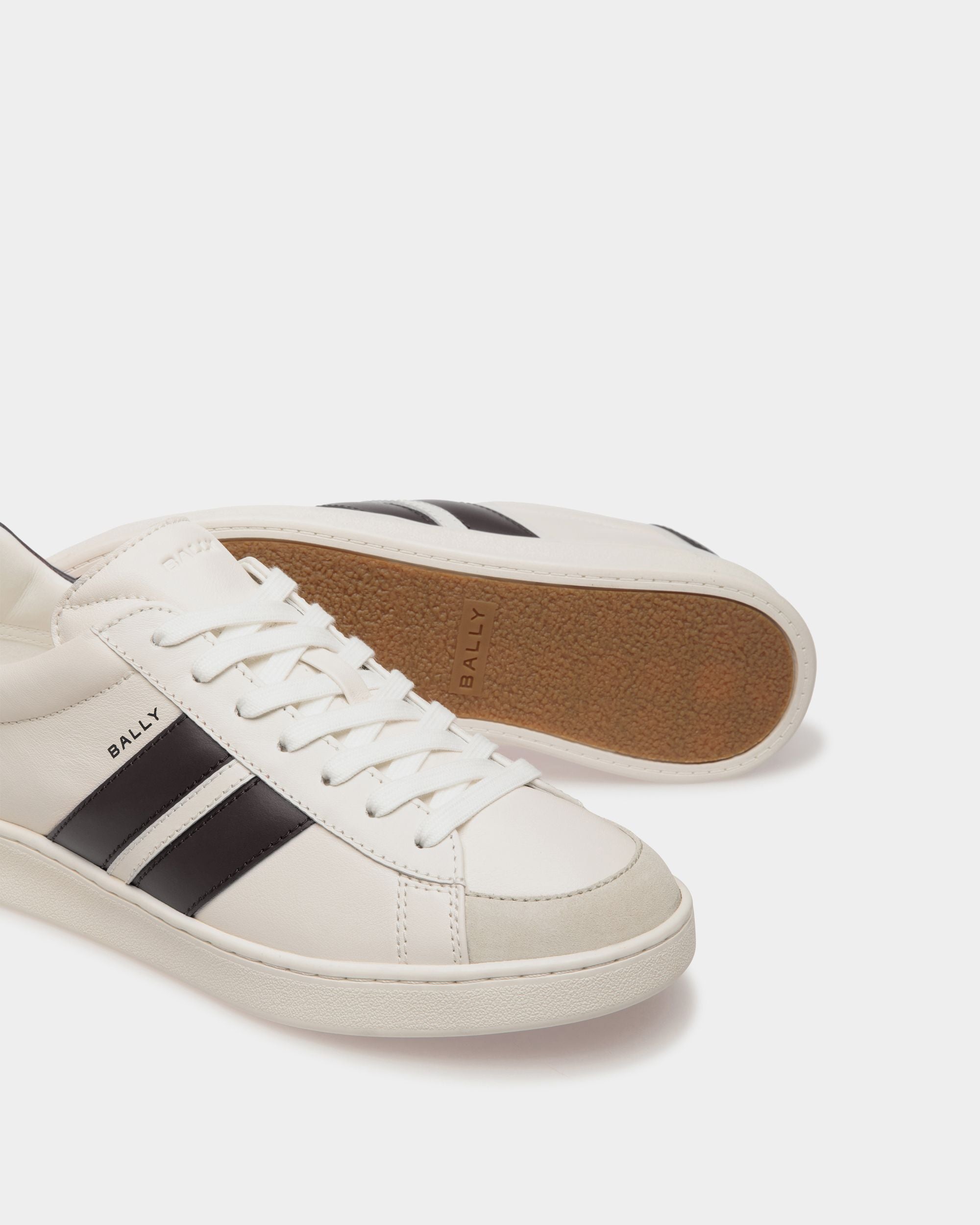 Tennis Sneaker Aus Leder In Weiß Und Schwarz - Damen - Bally - 05
