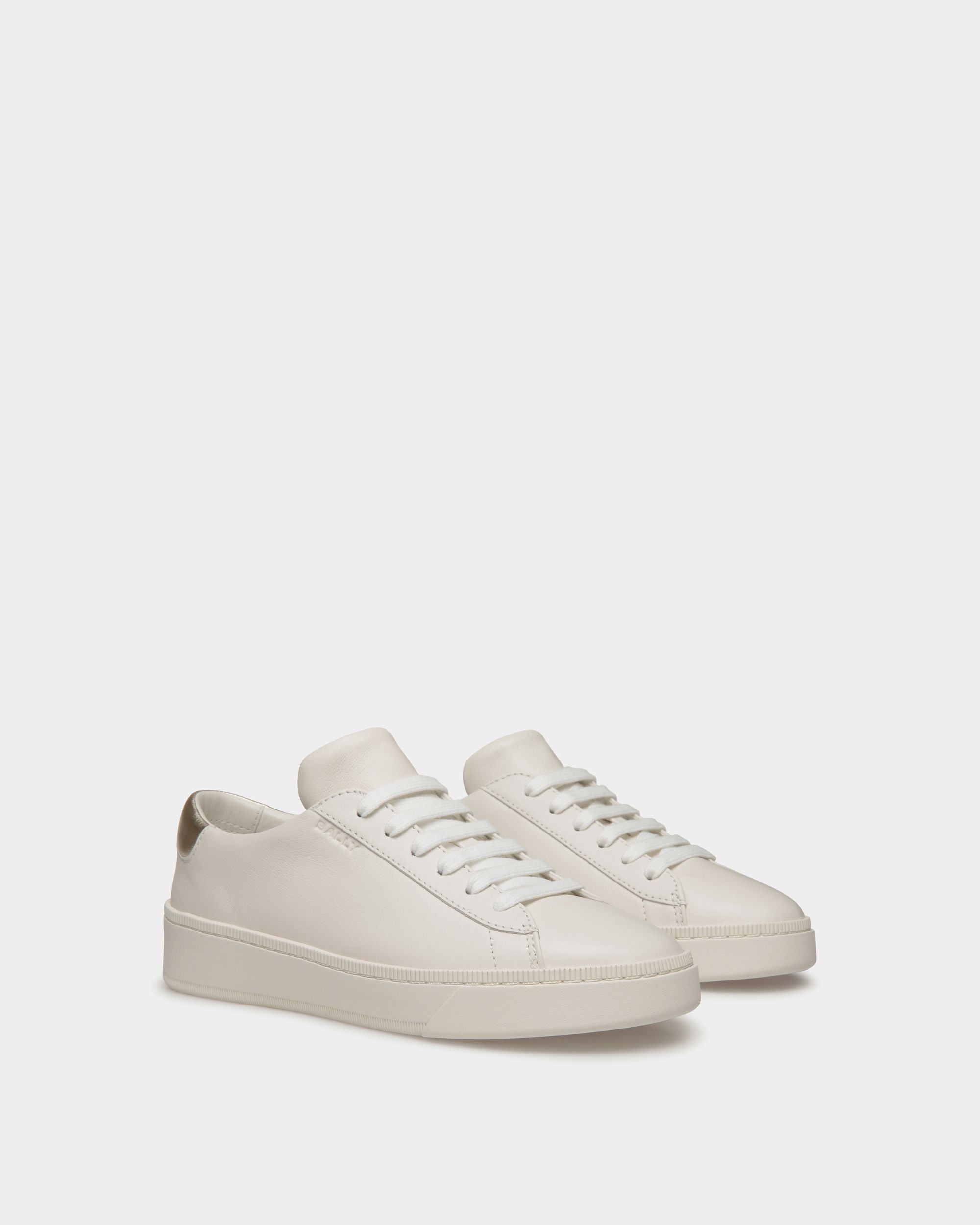 Raise Sneaker Aus Leder In Weiß Und Gold - Damen - Bally - 02