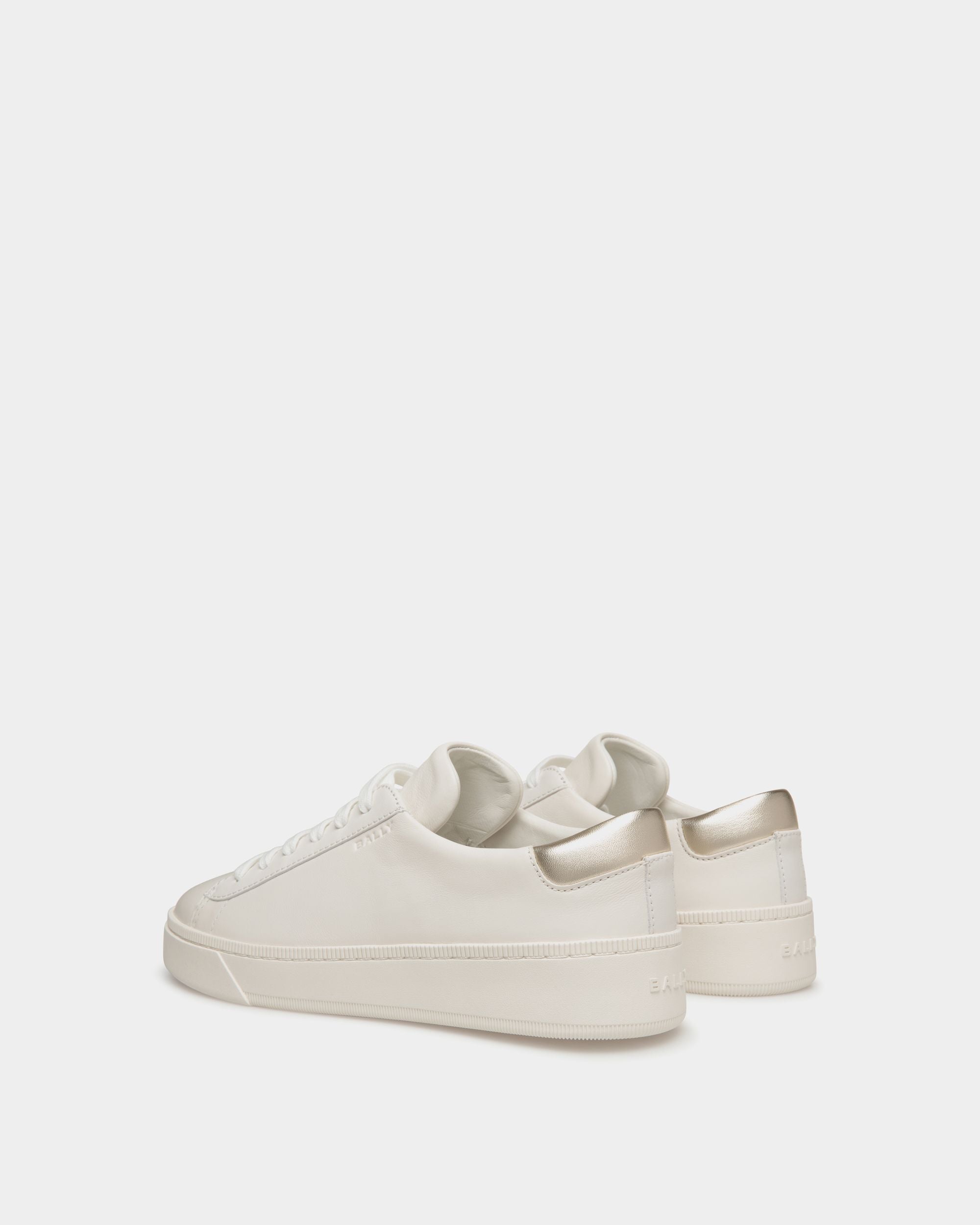 Sneaker Raise In Pelle Bianca E Oro - Donna - Bally - 04
