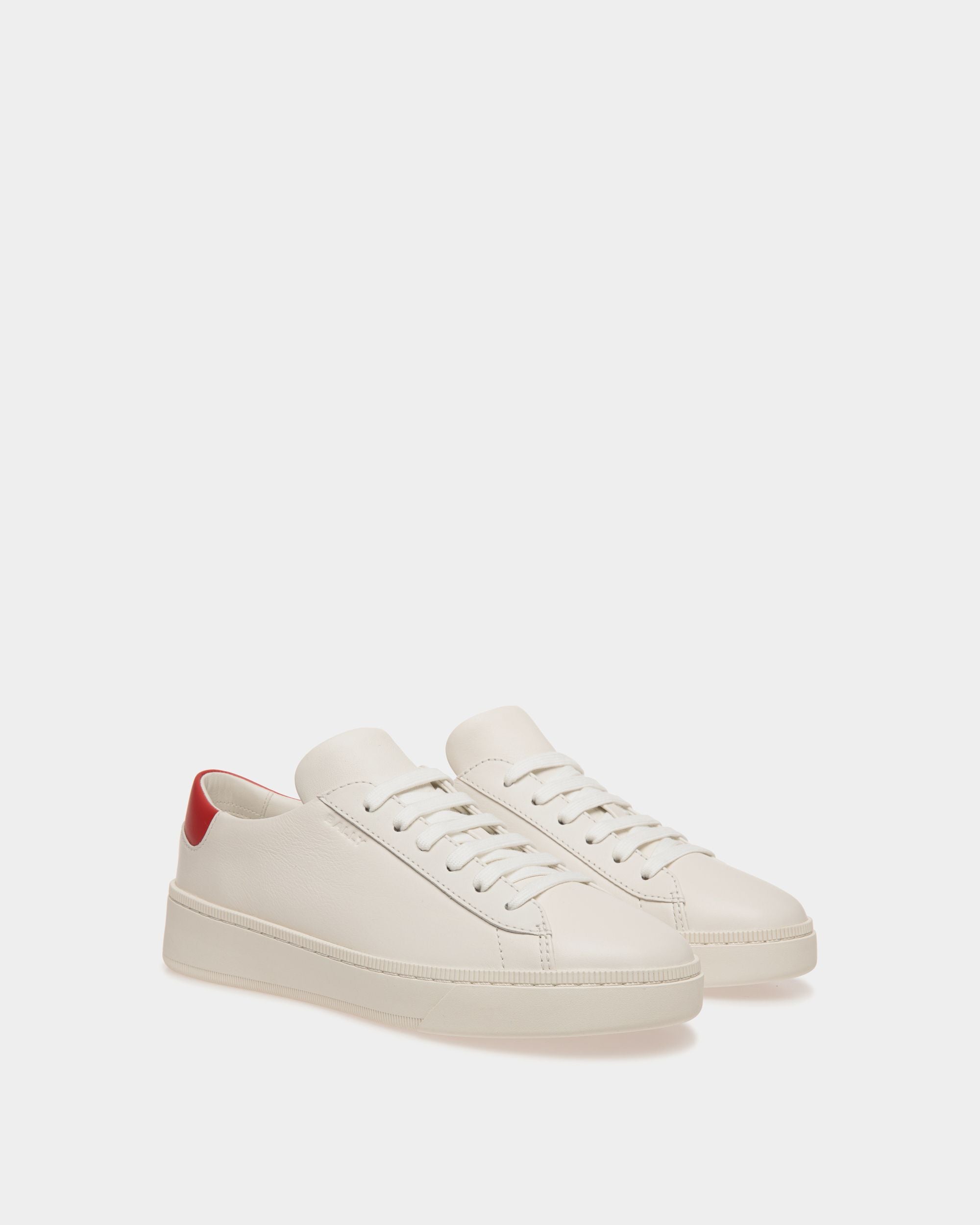 Raise Sneaker Aus Leder In Weiß Und Rot - Damen - Bally - 02