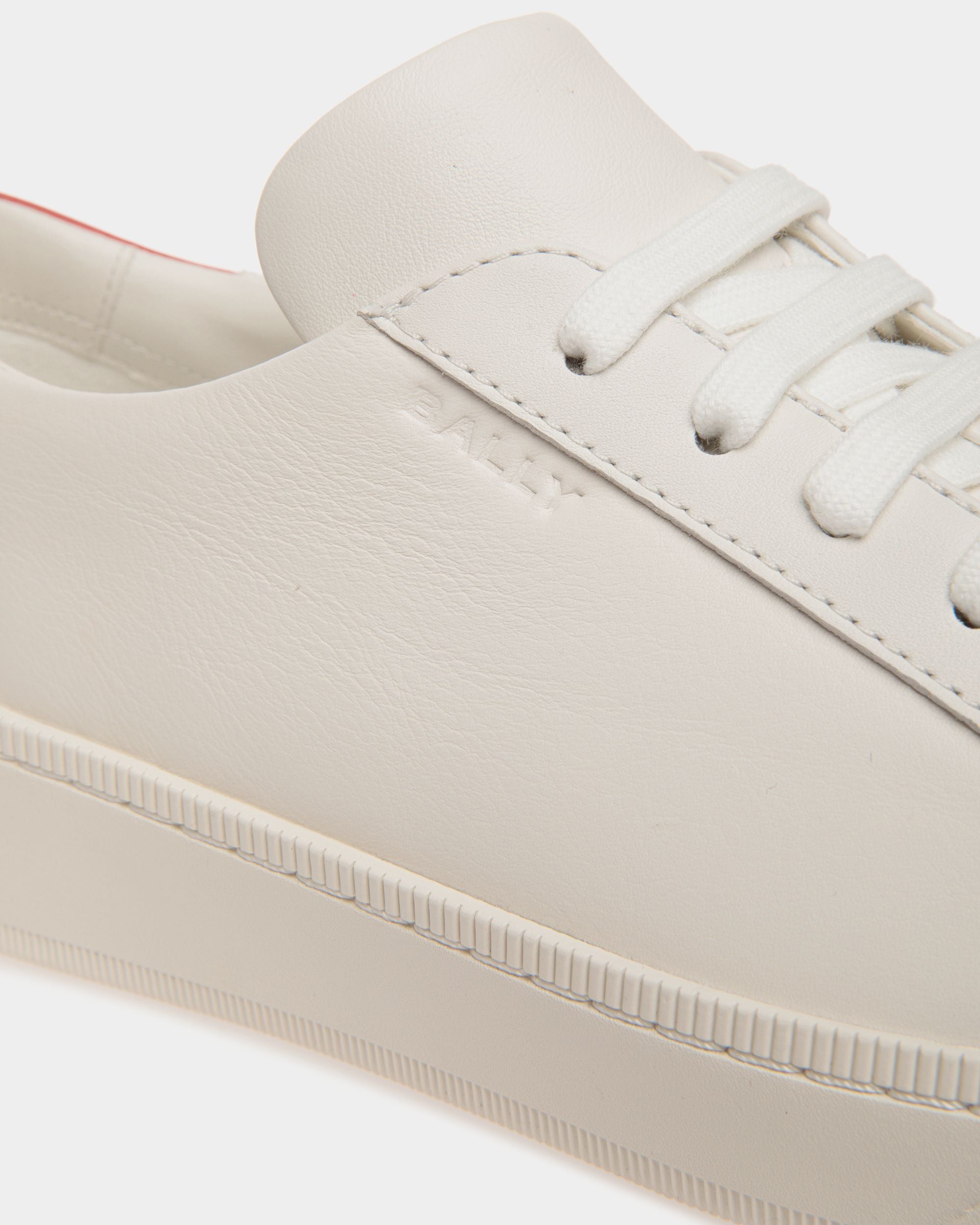 Raise Sneaker Aus Leder In Weiß Und Rot - Damen - Bally - 05