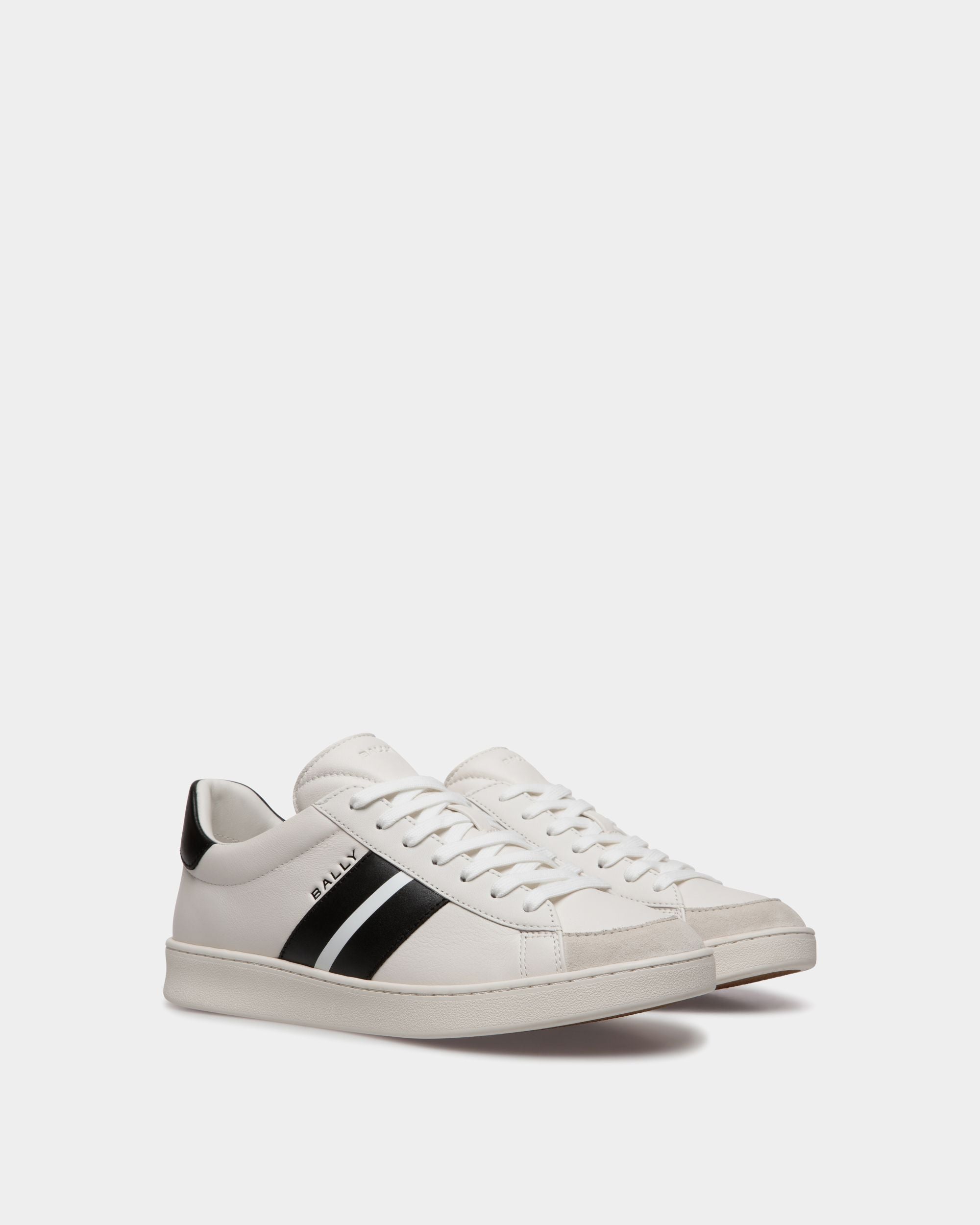 Sneaker Tennis In Pelle Bianca E Nera - Donna - Bally - 03