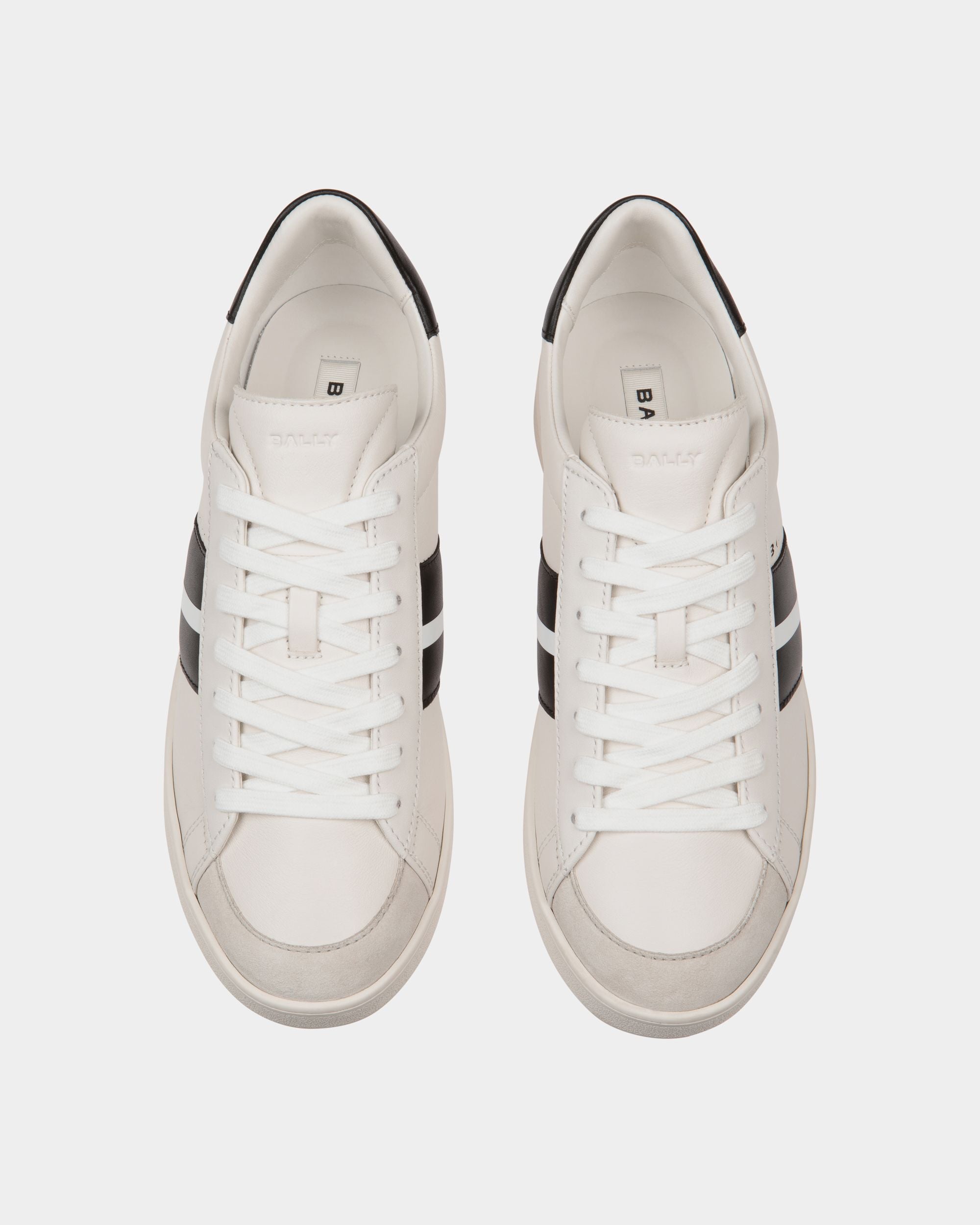 Sneaker Tennis In Pelle Bianca E Nera - Donna - Bally - 05