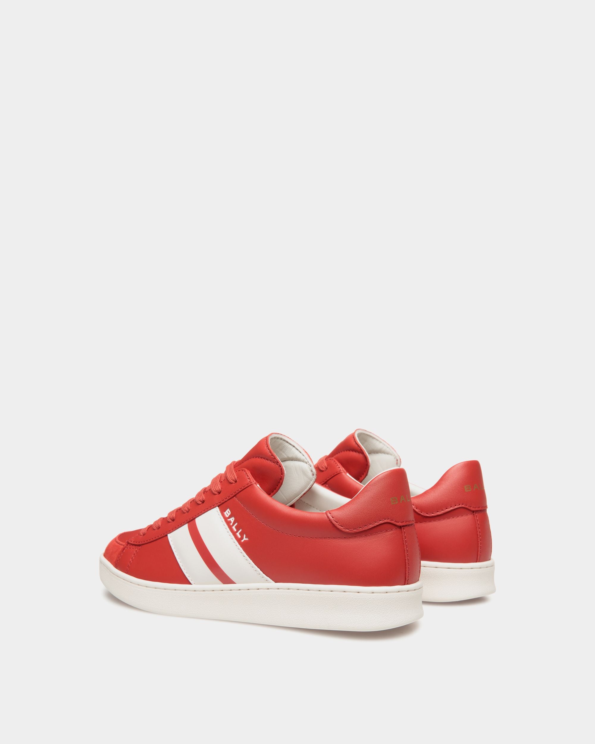 Tennis Sneaker Aus Leder In Candy Red Und Weiß - Damen - Bally - 04