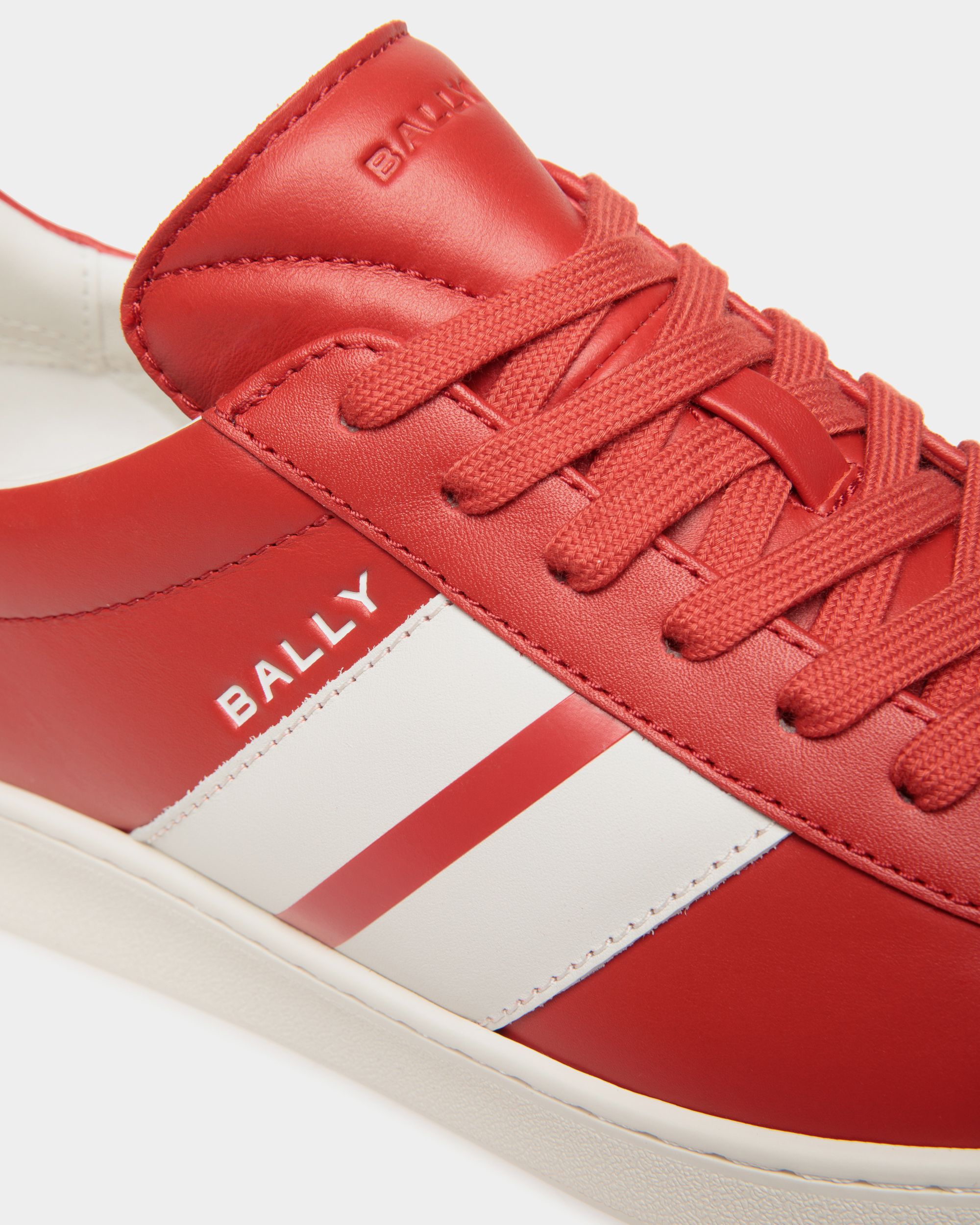 Tennis Sneaker Aus Leder In Candy Red Und Weiß - Damen - Bally - 06