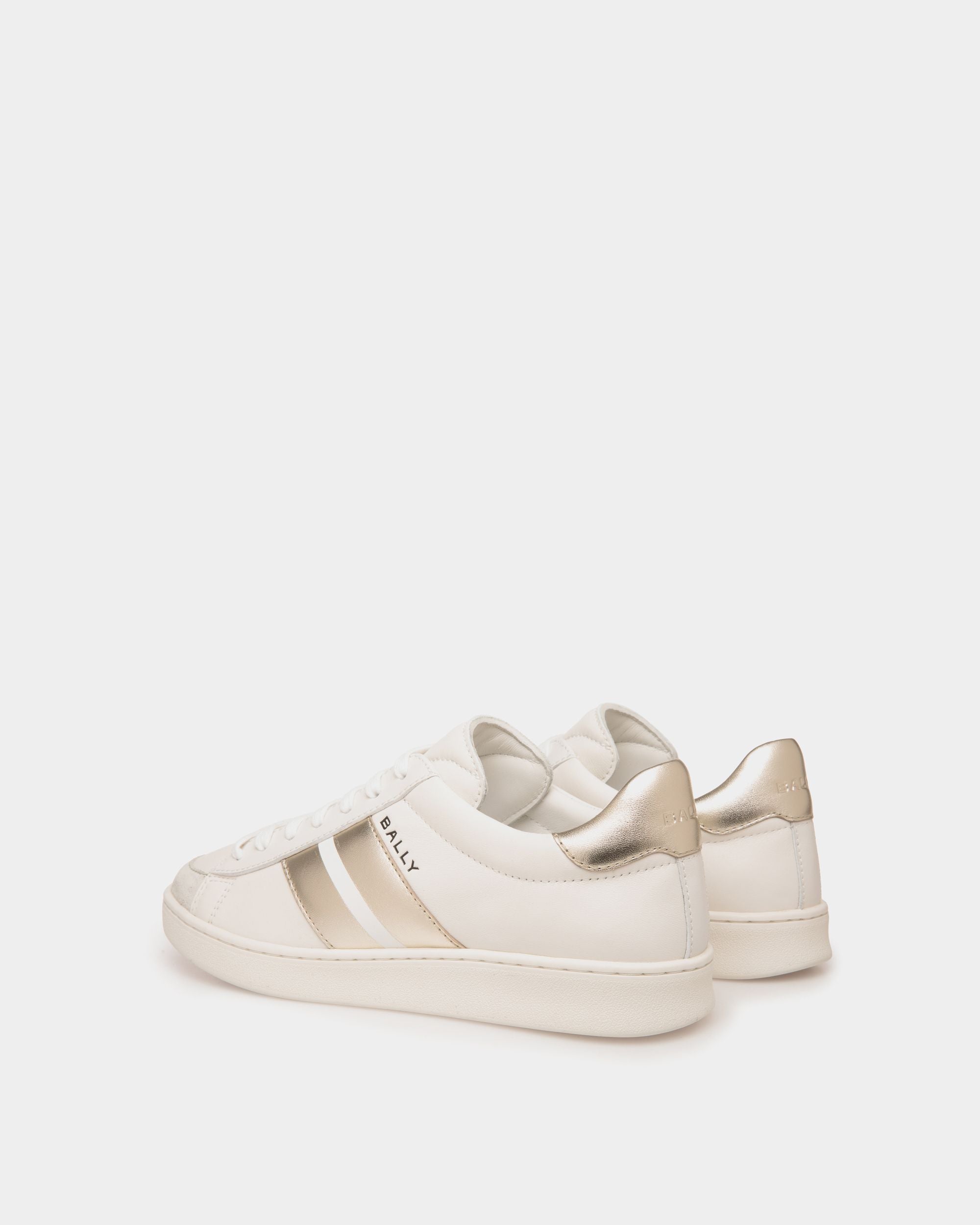Tennis Sneaker Aus Leder In Weiß Und Gold - Damen - Bally - 02