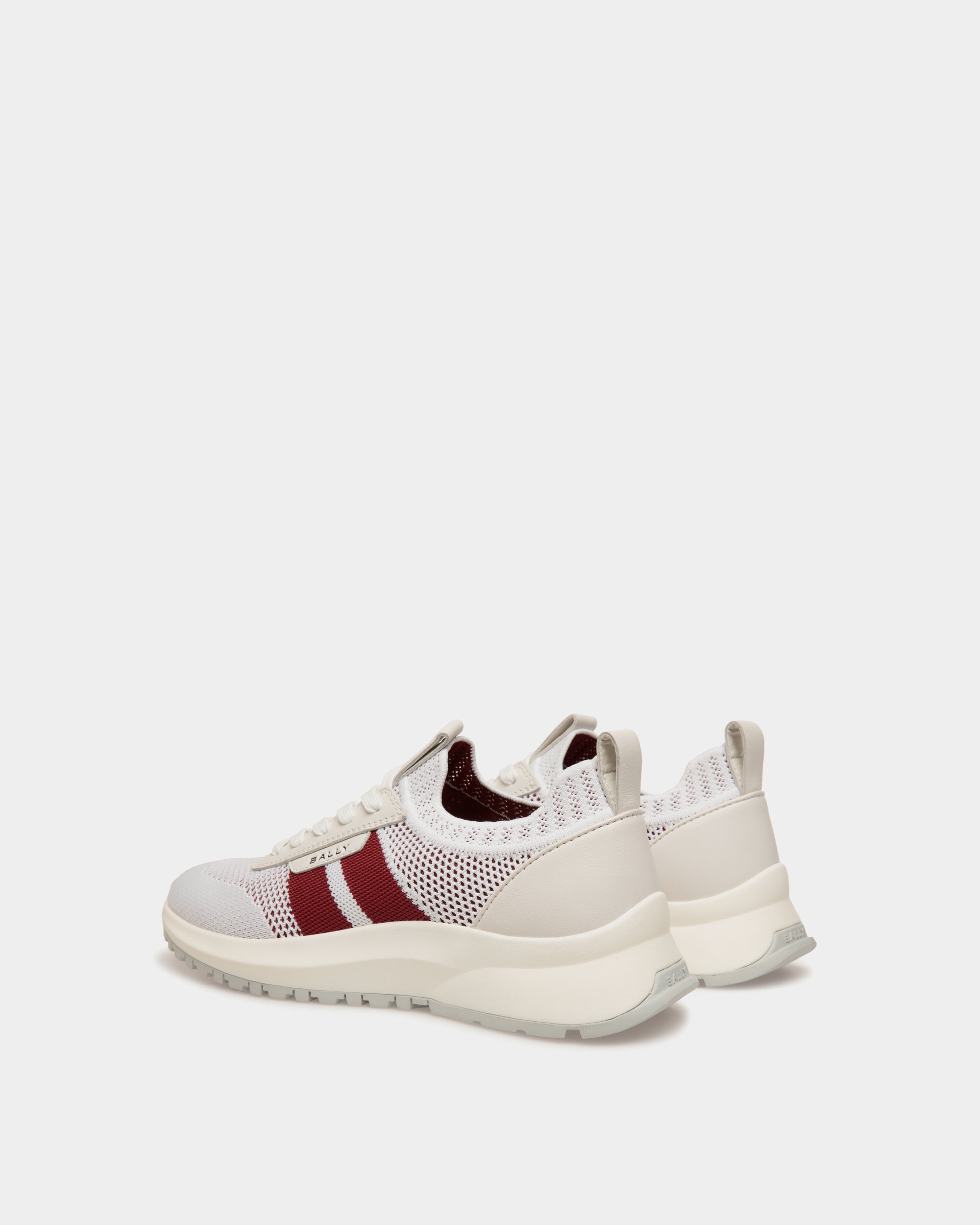Outline Sneaker in White and Red Knit - Women's - Bally - 03