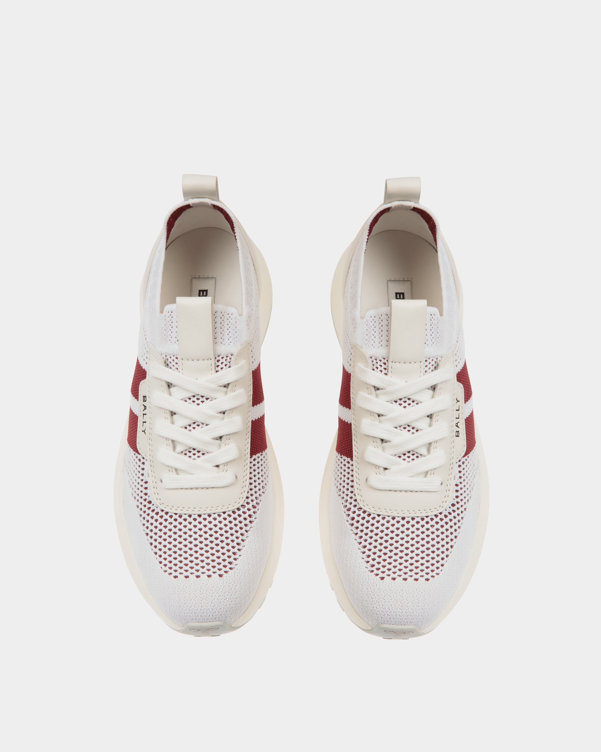 Outline Sneaker in White and Red Knit - Women's - Bally - 04