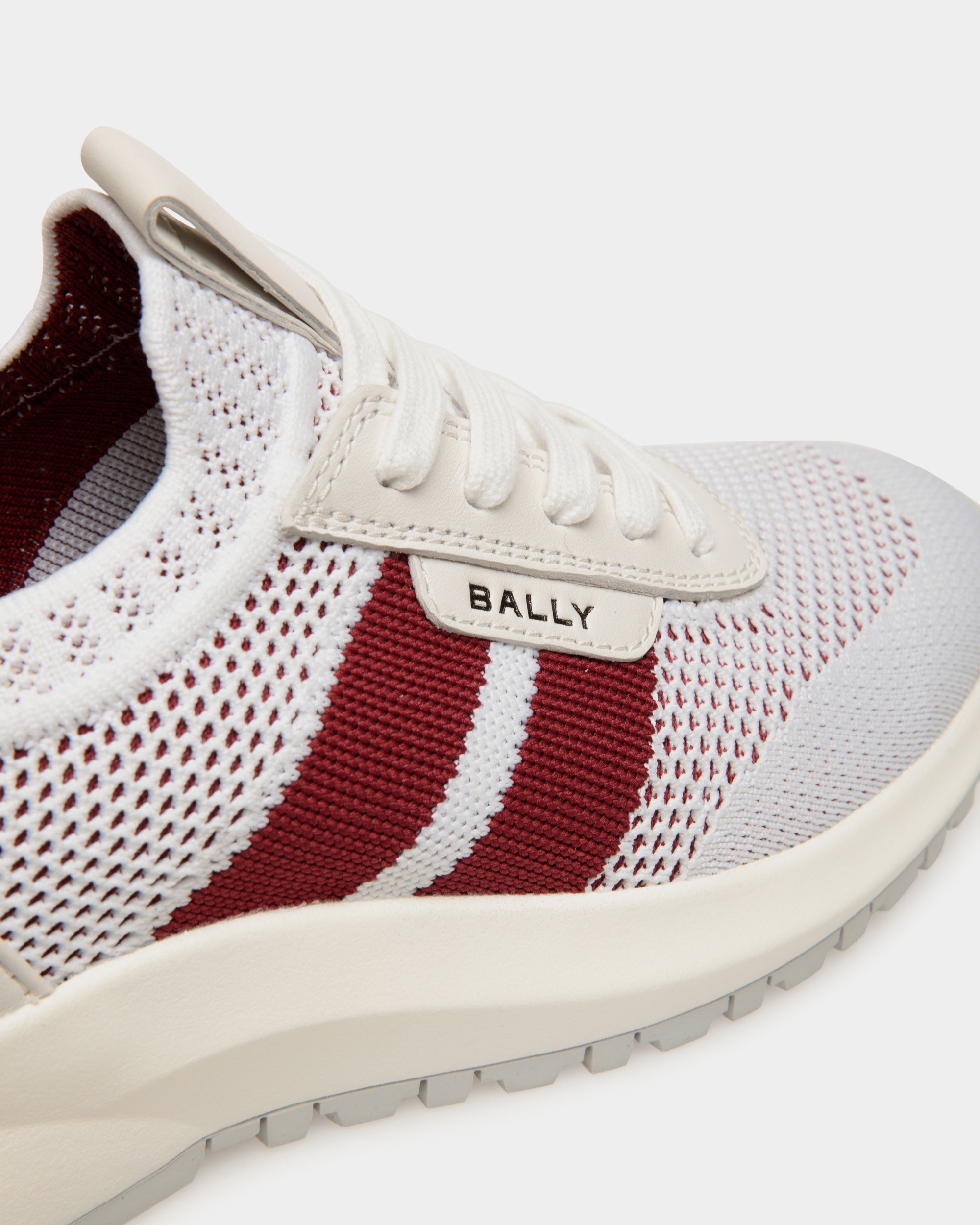 Outline Sneaker in White and Red Knit - Women's - Bally - 05
