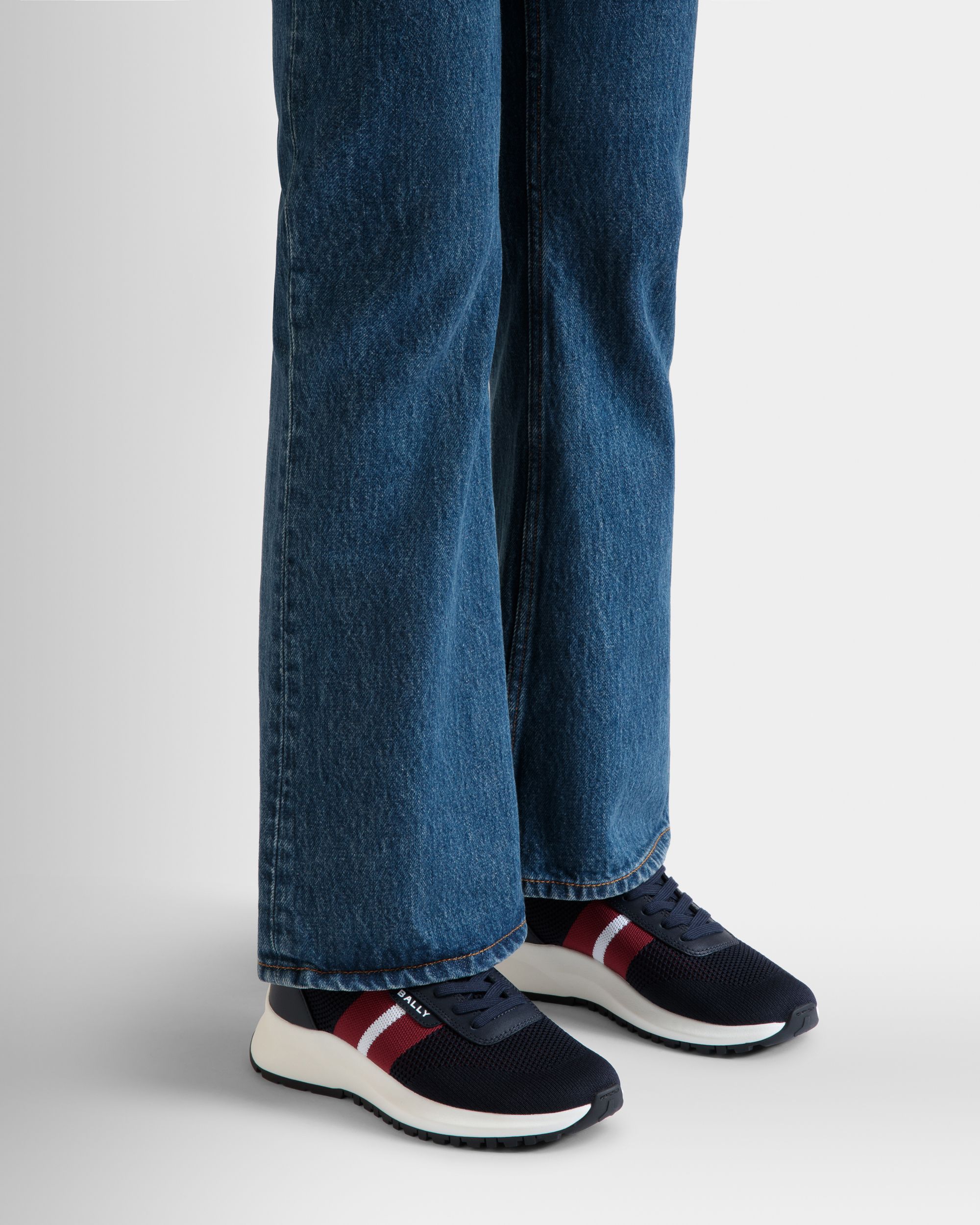 Outline Sneaker in Navy Blue Knit - Women's - Bally - 02