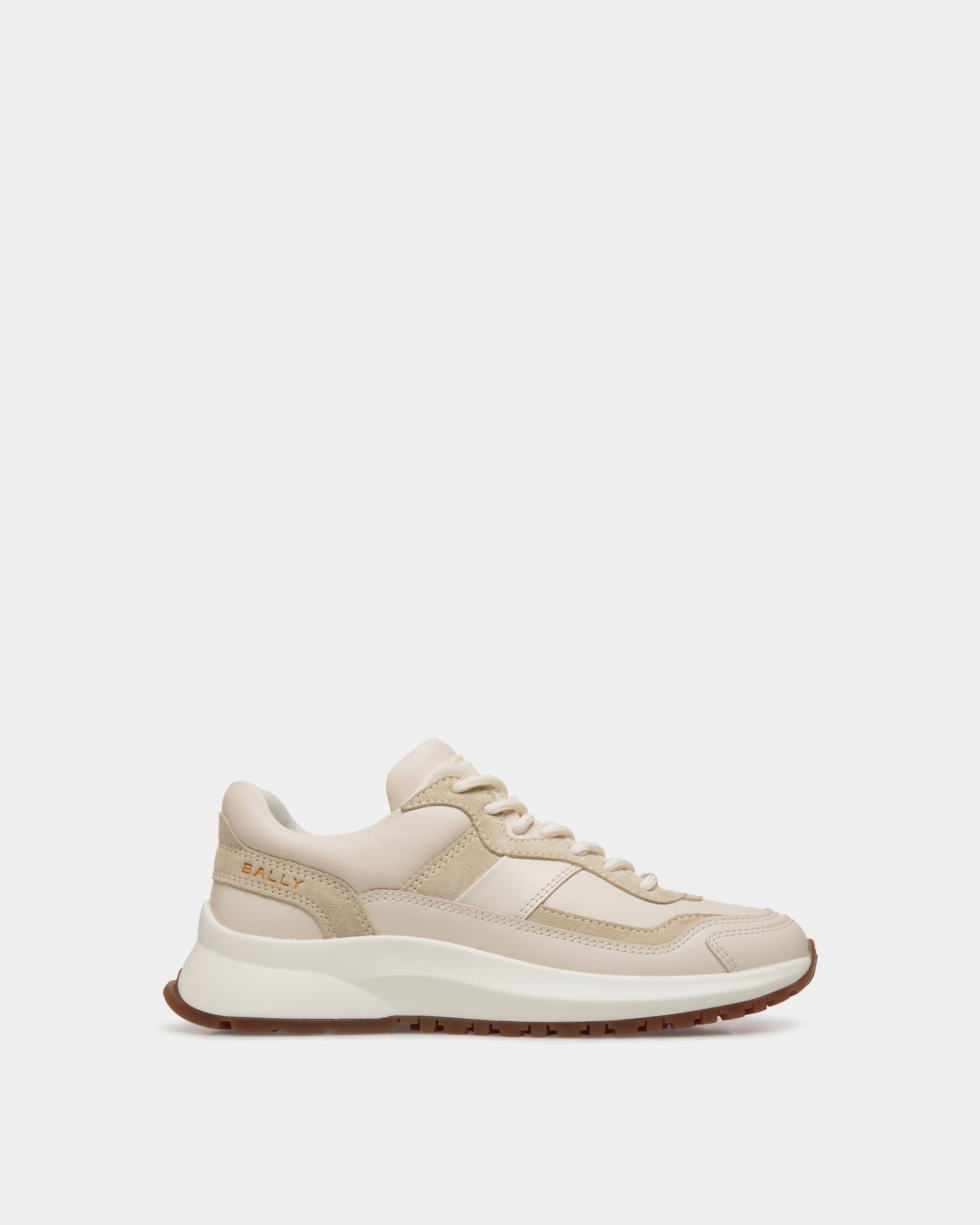 Sneaker Outline En Cuir Ivoire Et Champagne - Femme - Bally - 01