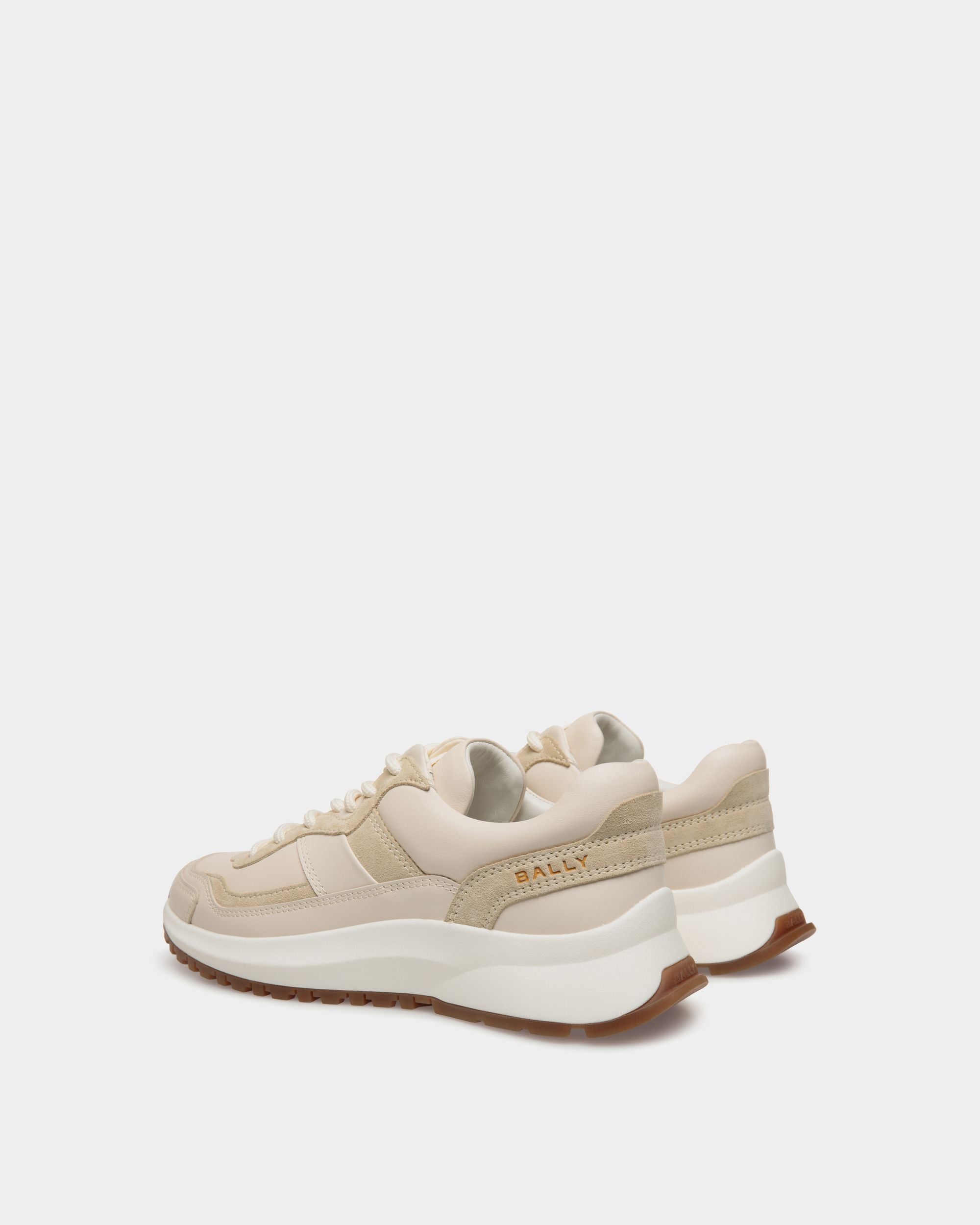 Sneaker Outline En Cuir Ivoire Et Champagne - Femme - Bally - 03