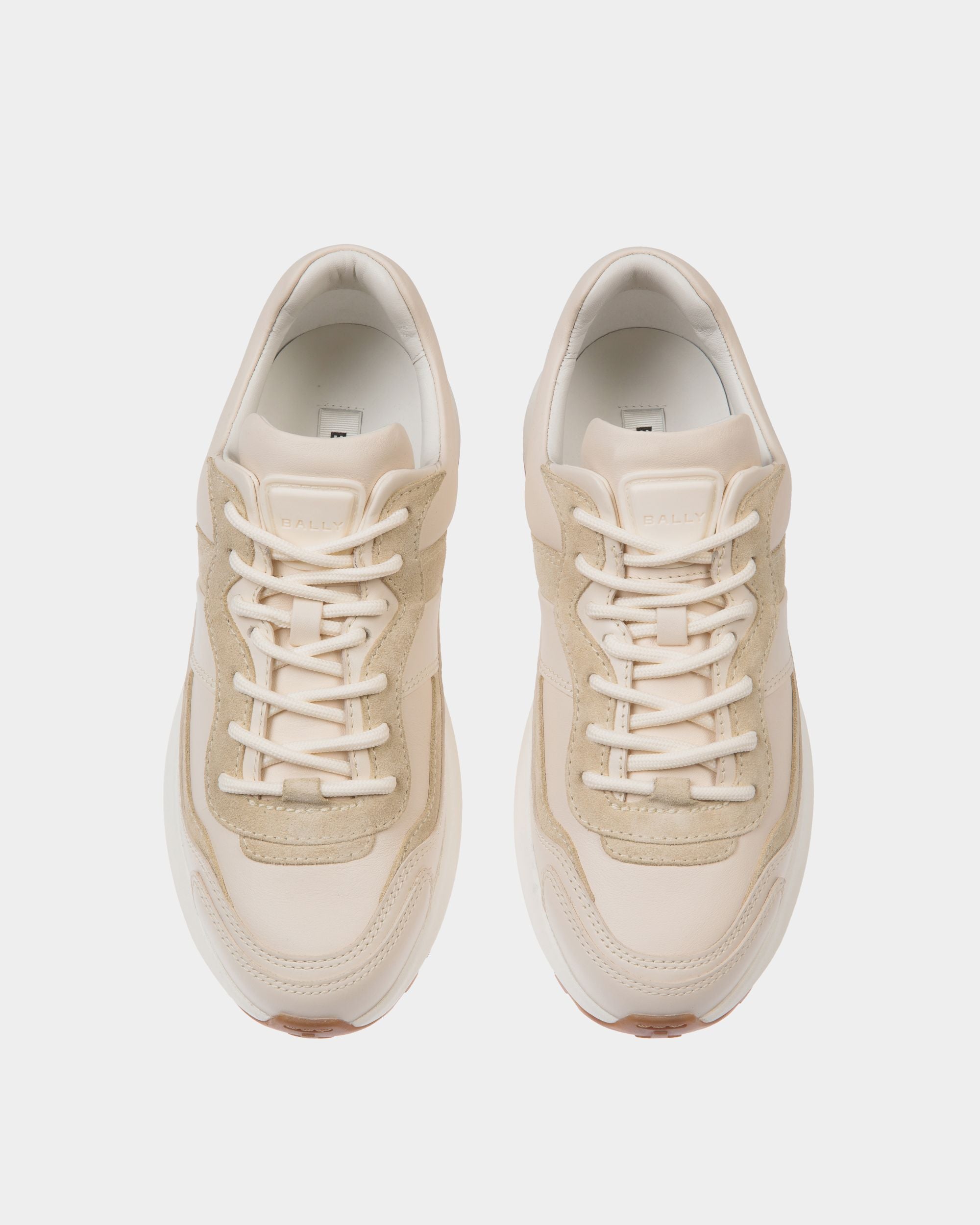Sneaker Outline En Cuir Ivoire Et Champagne - Femme - Bally - 04