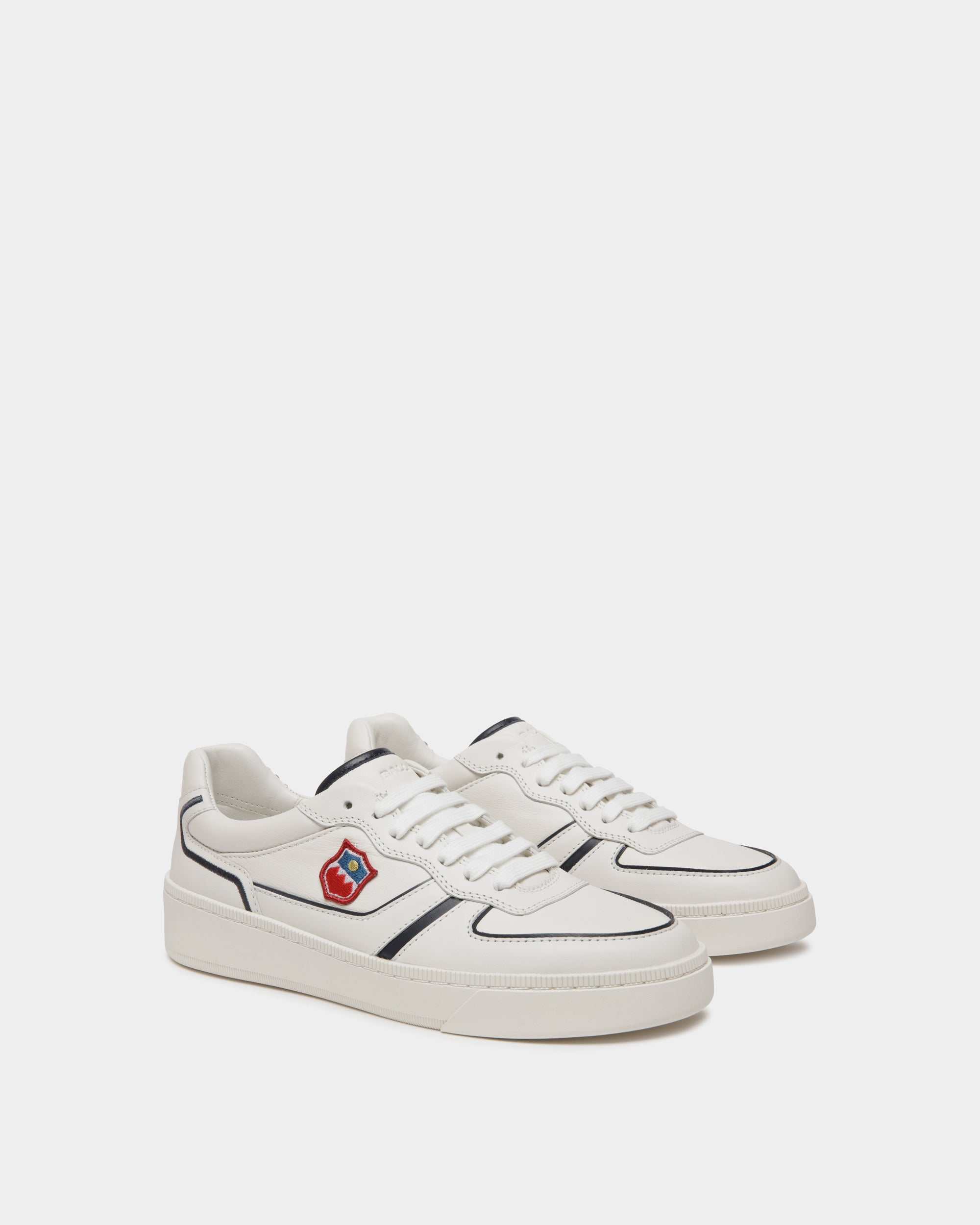 Sneaker Raise In Pelle Bianca E Navy Blue - Donna - Bally - 03