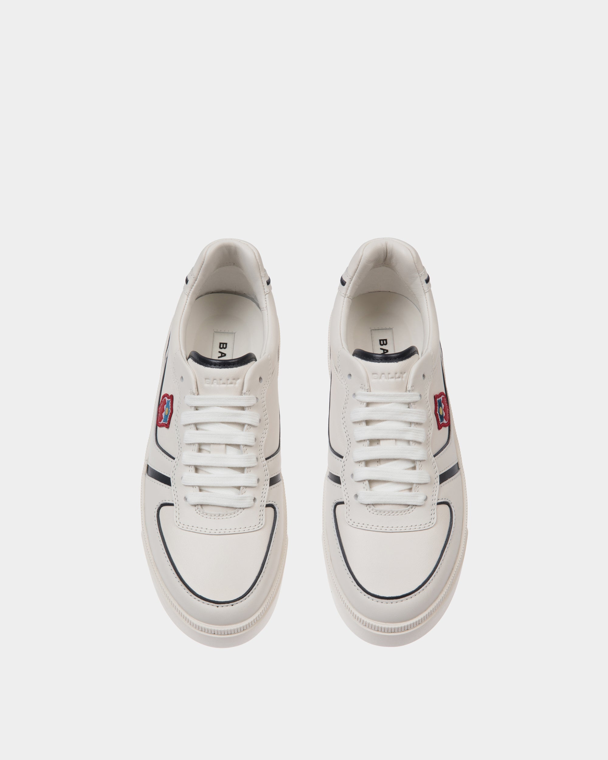 Sneaker Raise In Pelle Bianca E Navy Blue - Donna - Bally - 05