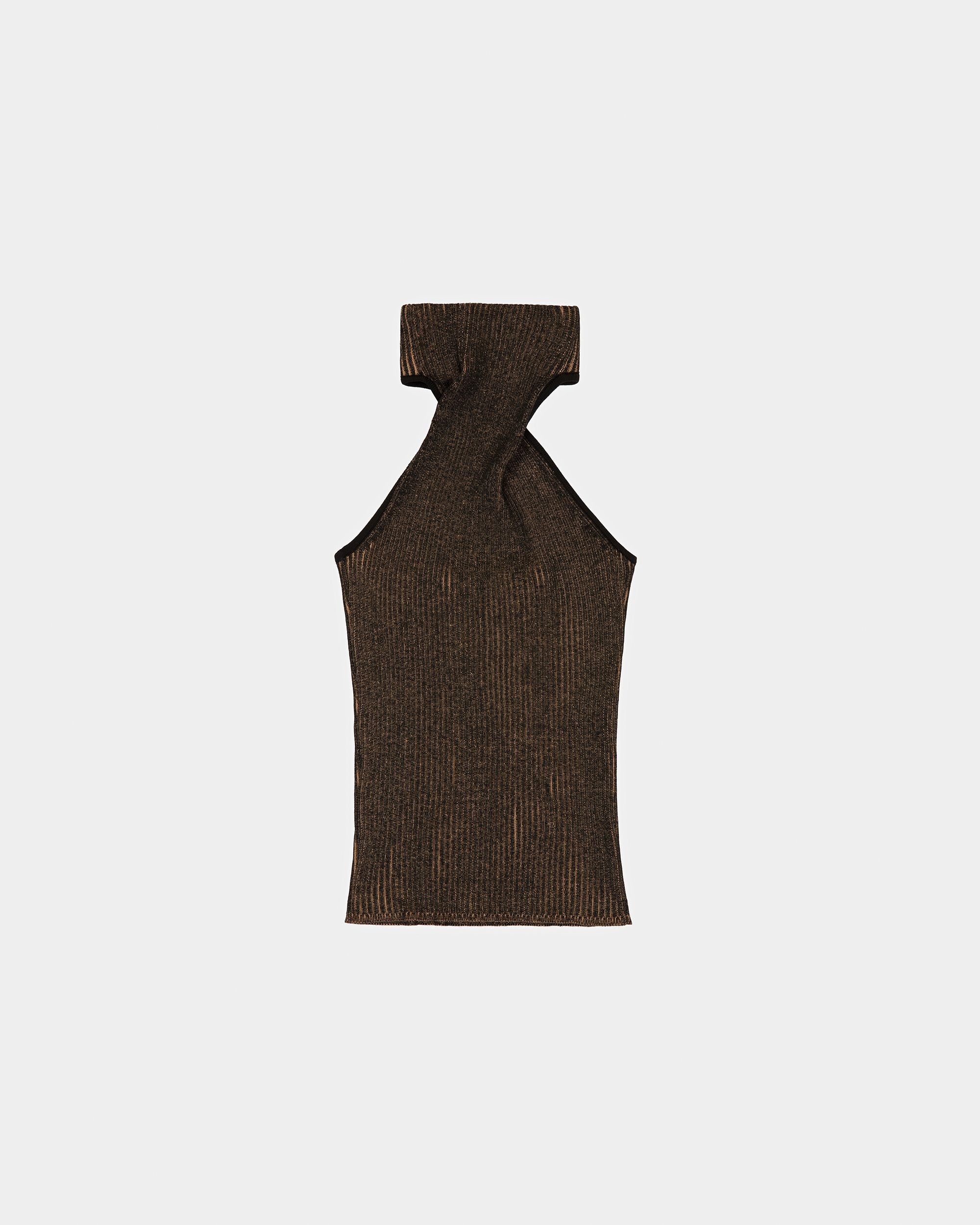 Gerippter Neckholder Aus Seide Und Baumwolle In Schwarz Und Pfirsich - Damen - Bally - 01