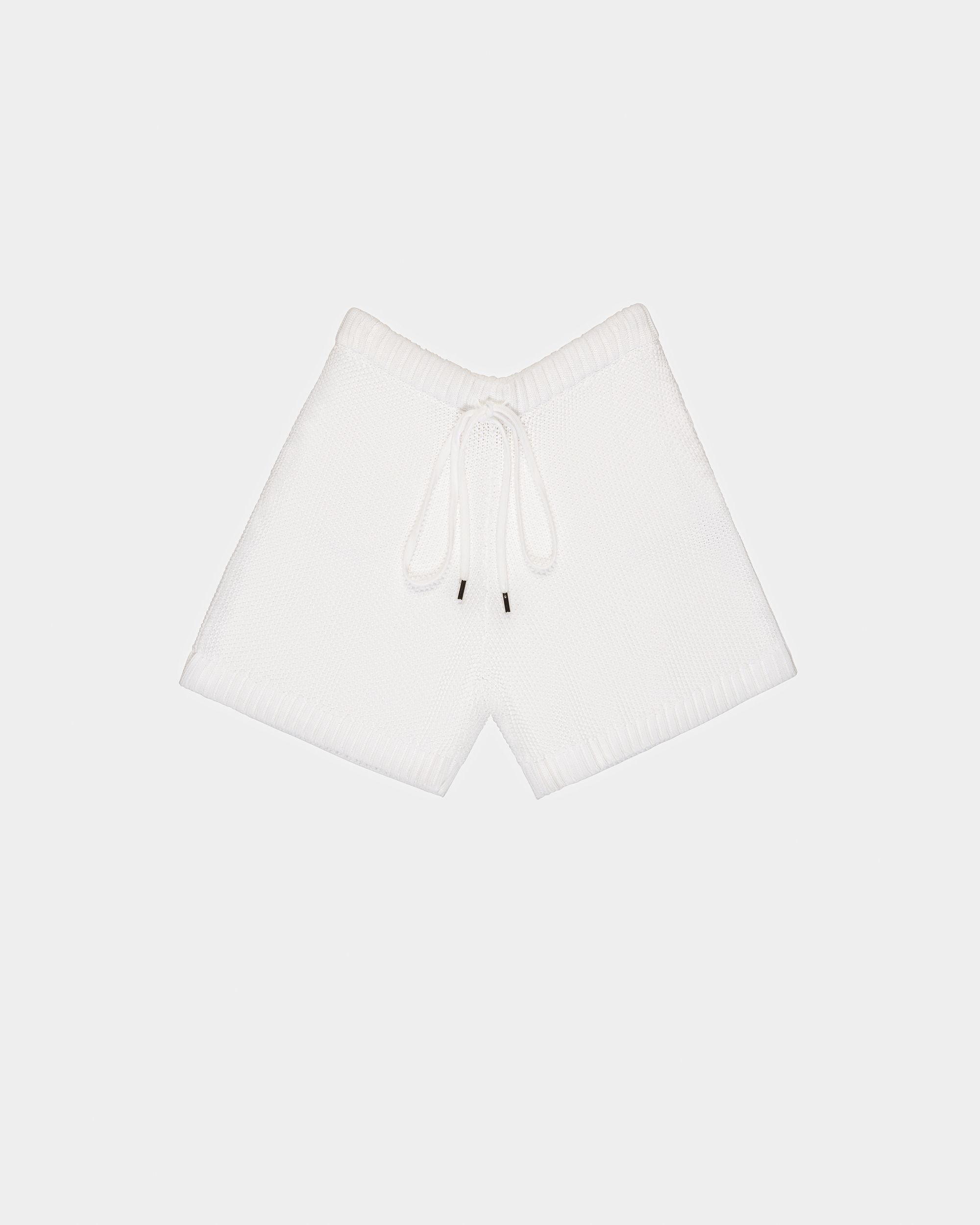 Cotton Knitted Shorts In Bone - Women's - Bally - 04