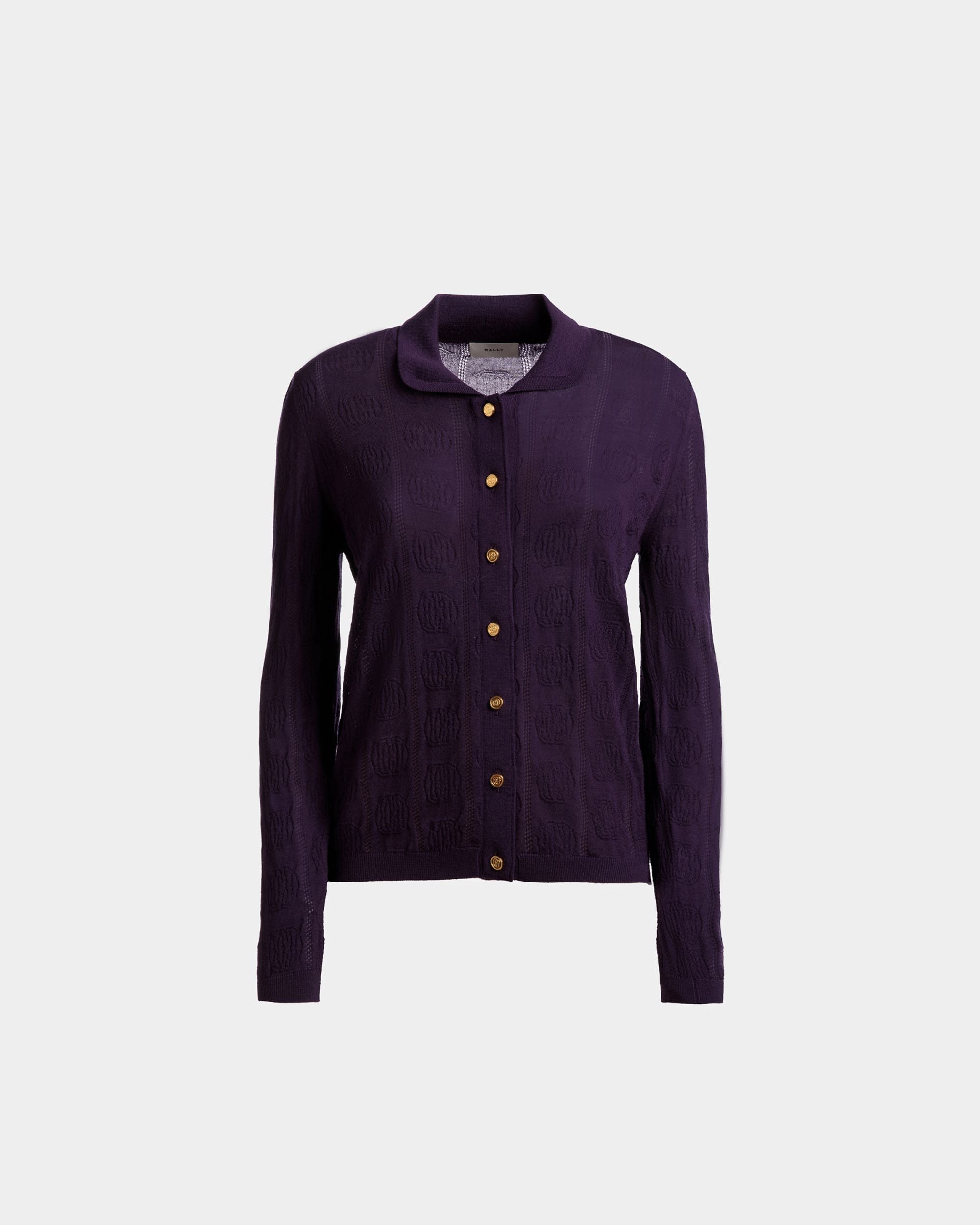 Langarm-Poloshirt mit Strickdetail Aus Wolle in Orchidee - Damen - Bally - 01