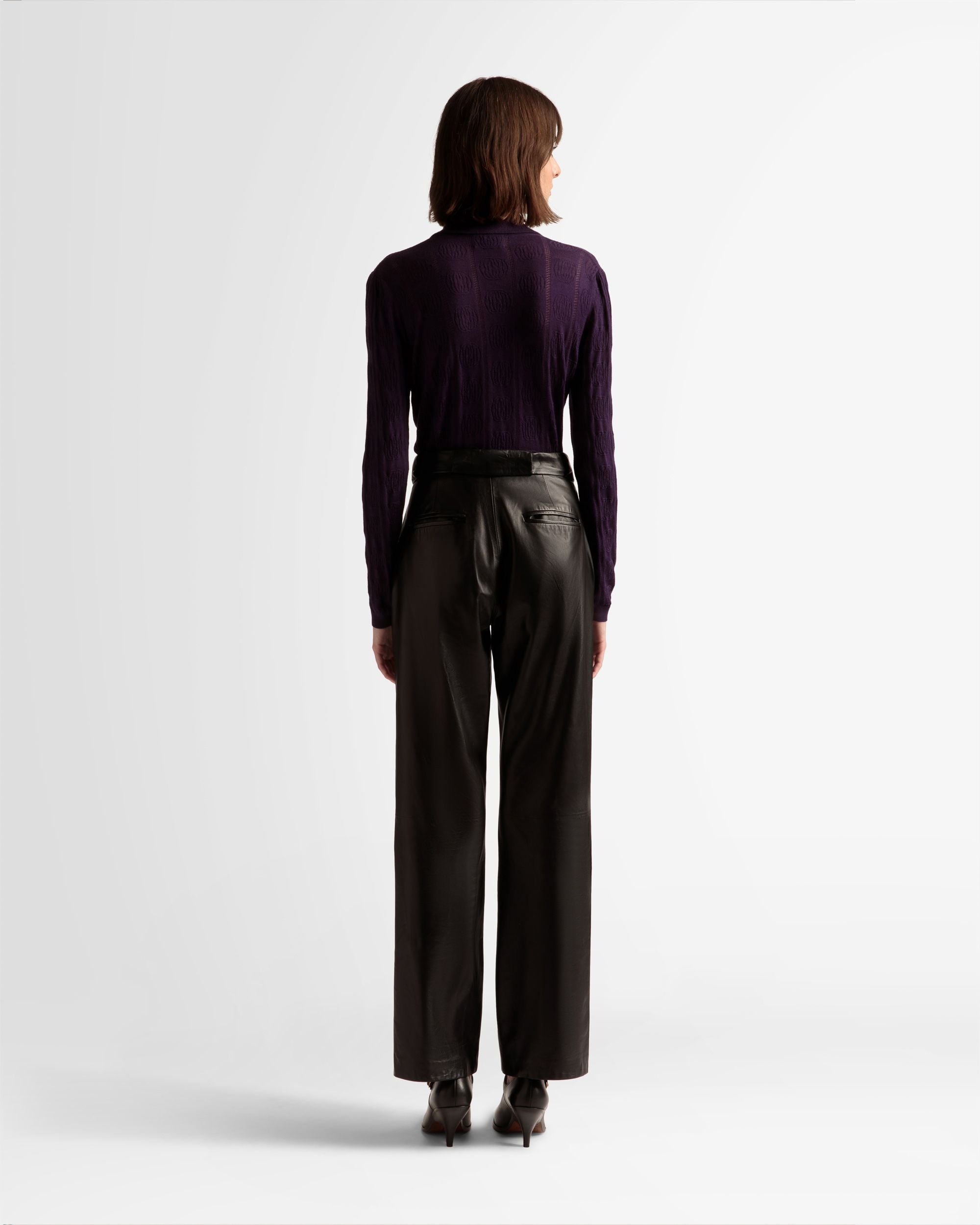 Langarm-Poloshirt mit Strickdetail Aus Wolle in Orchidee - Damen - Bally - 06
