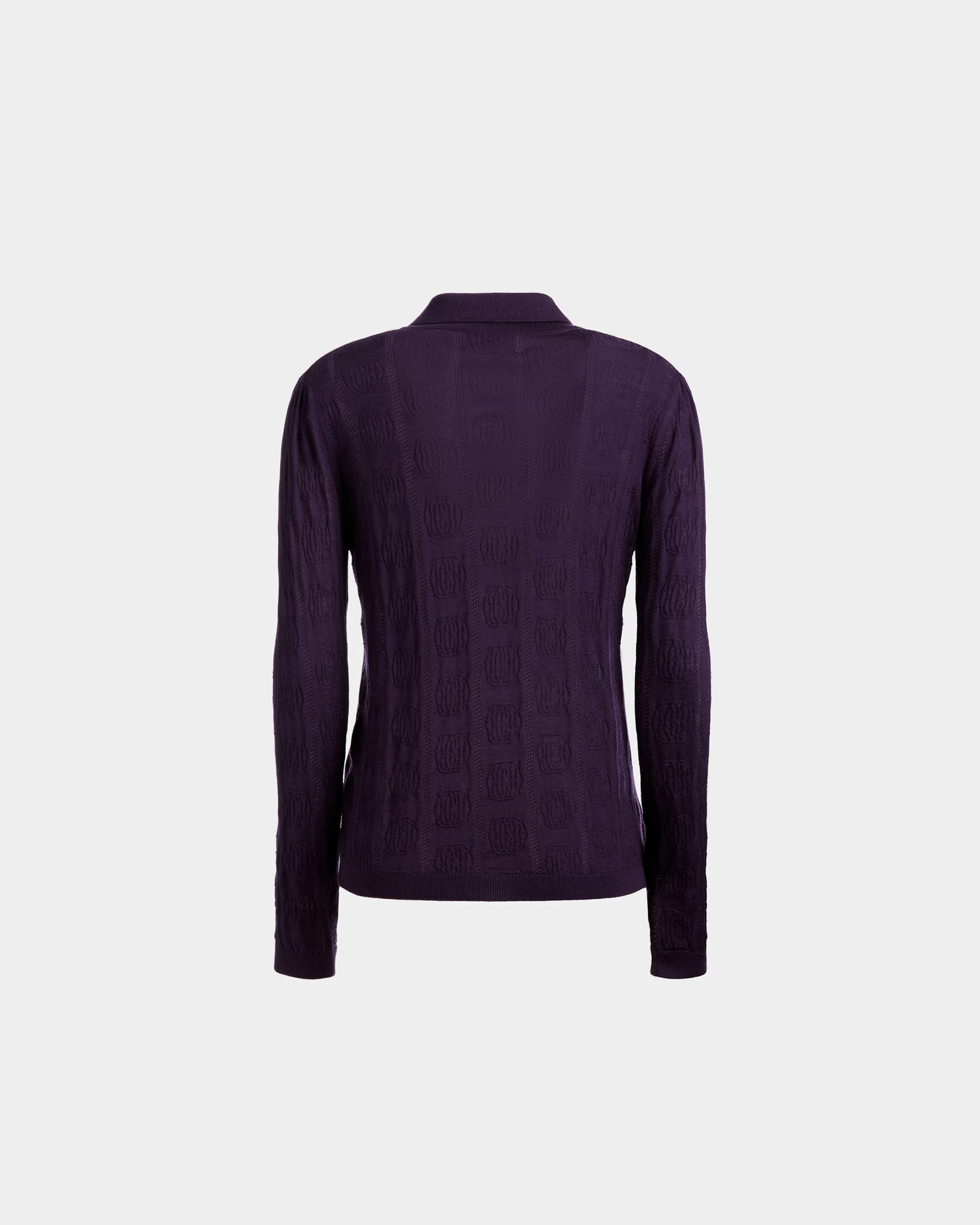 Langarm-Poloshirt mit Strickdetail Aus Wolle in Orchidee - Damen - Bally - 07