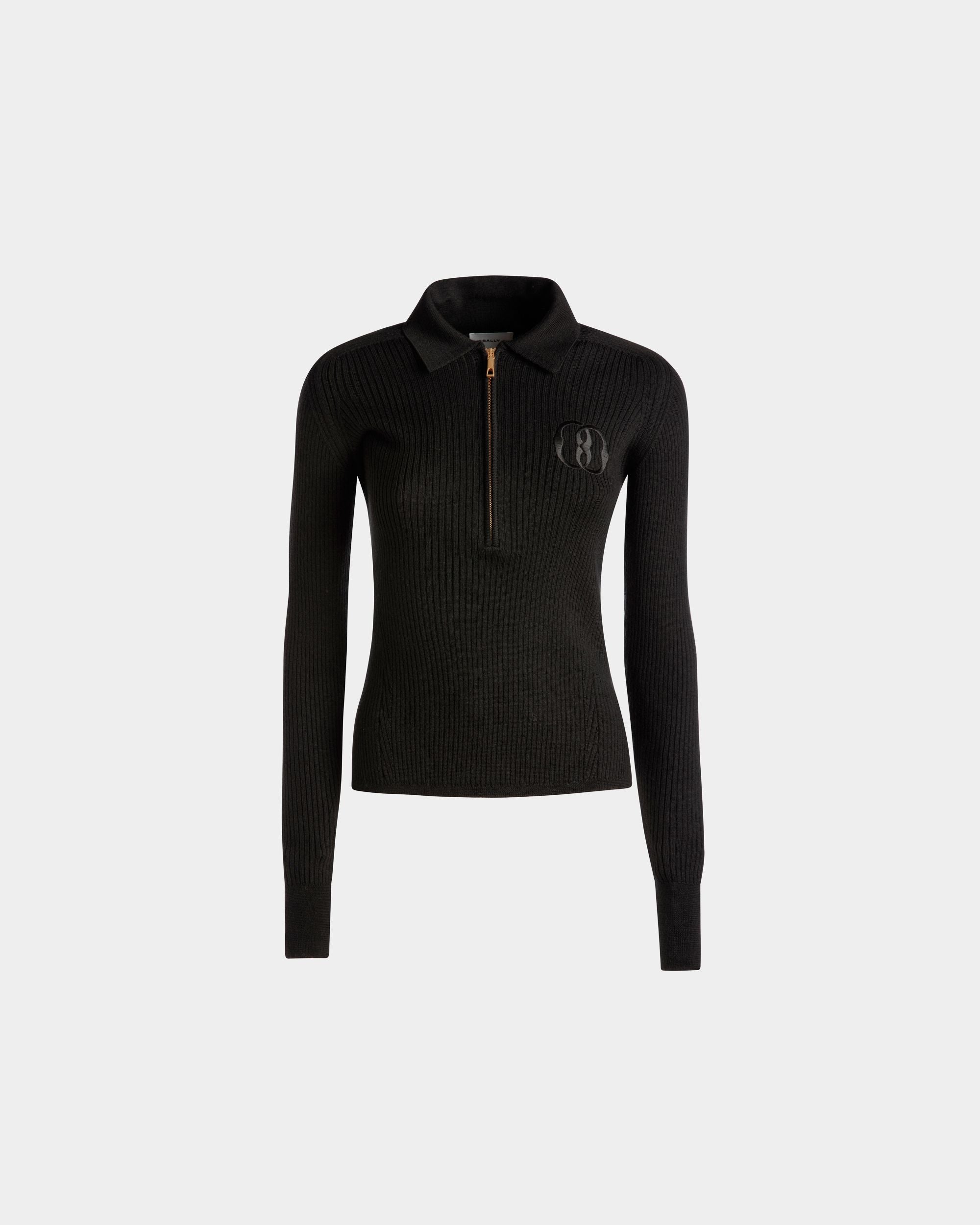 Polo A Maniche Lunghe In Lana Nera - Donna - Bally - 01