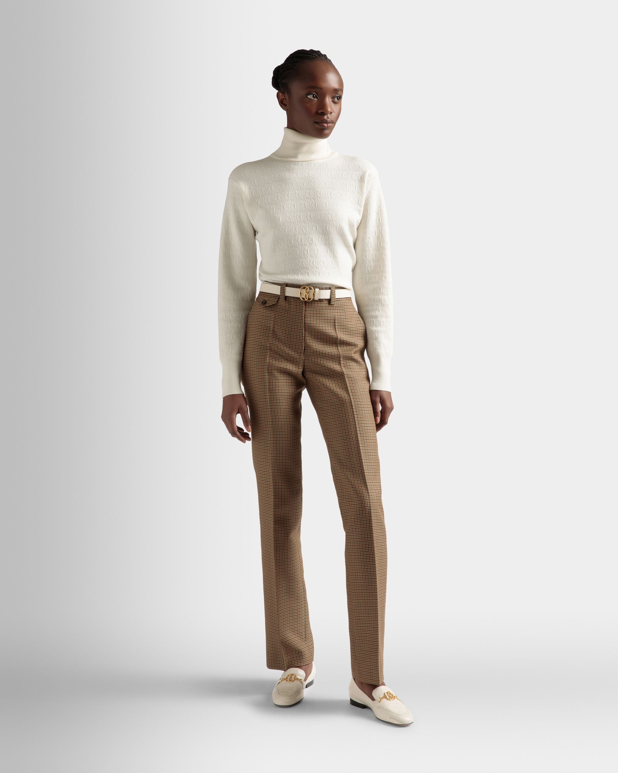 Pull Col Roulé En Laine Ivoire - Femme - Bally - 02