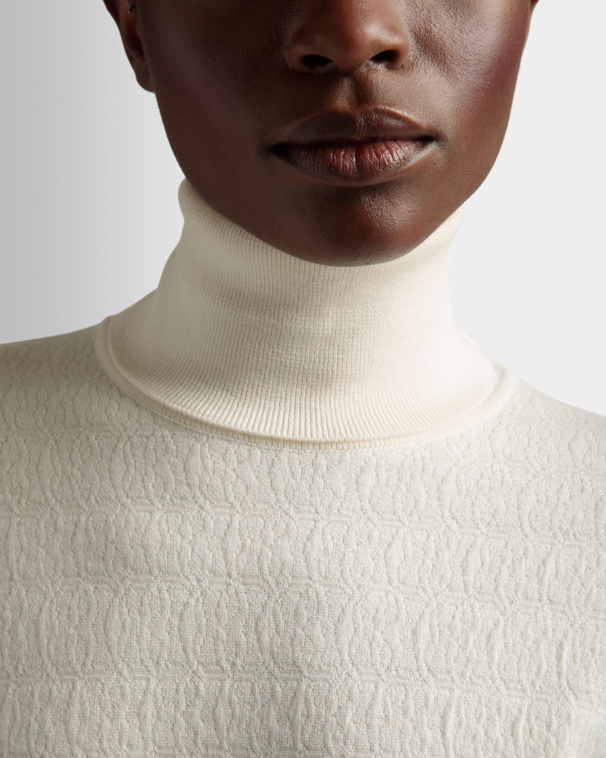 Pull Col Roulé En Laine Ivoire - Femme - Bally - 04
