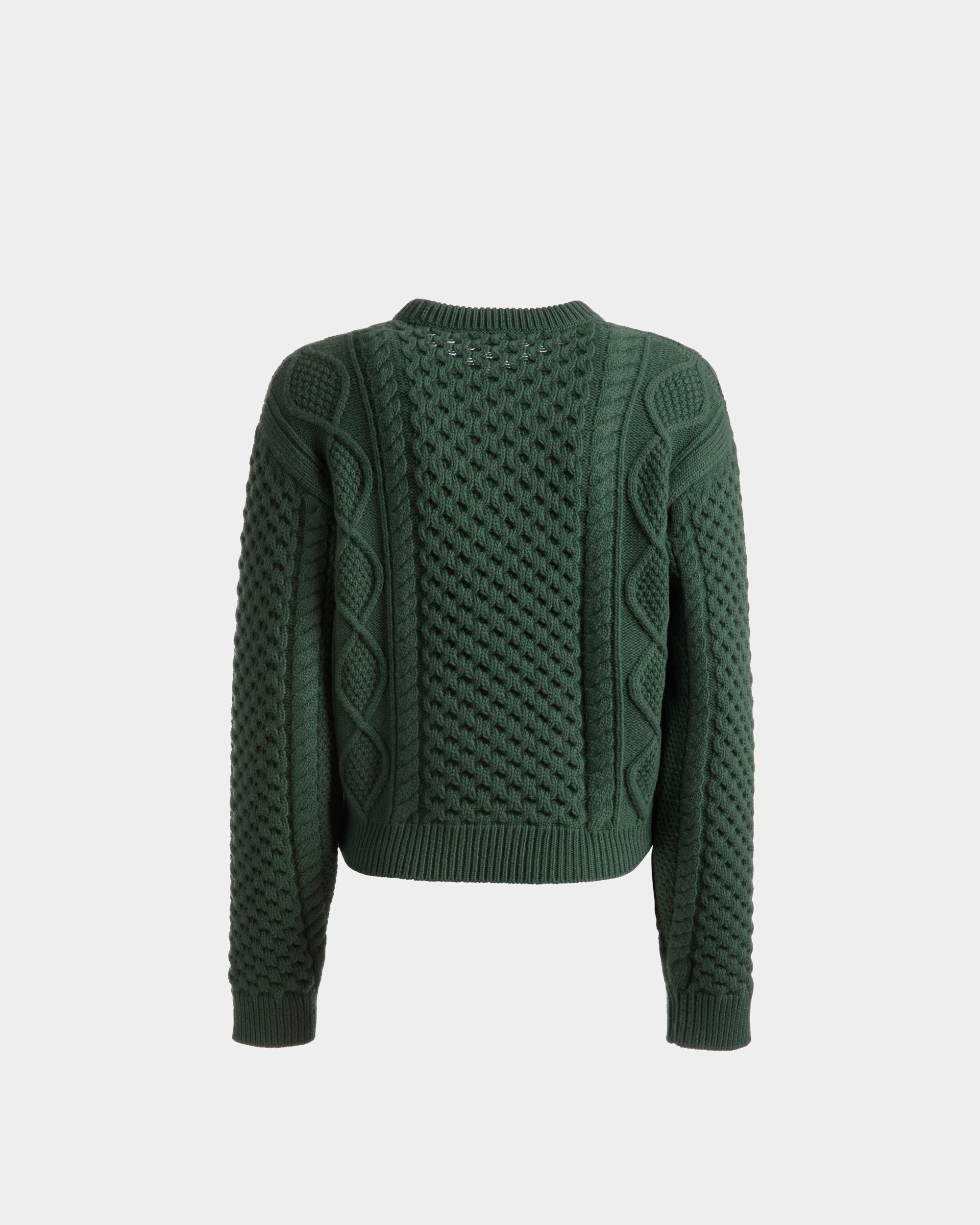 Rundhalspullover Mit Zopfmuster Aus Wolle In Kelly Green - Damen - Bally - 07