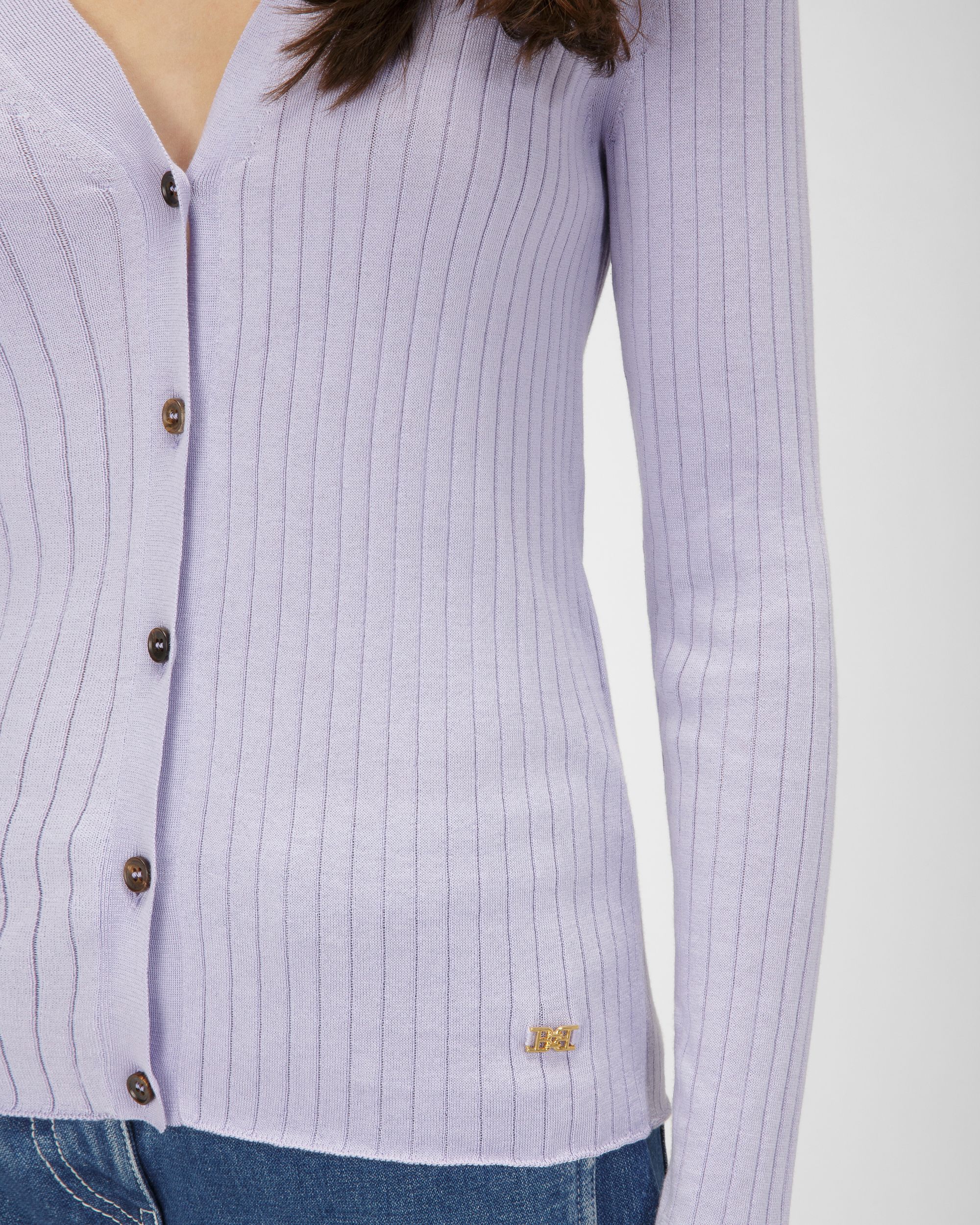 Cardigan Aus Fliederfarbener Baumwolle Und Seide - Damen - Bally - 02
