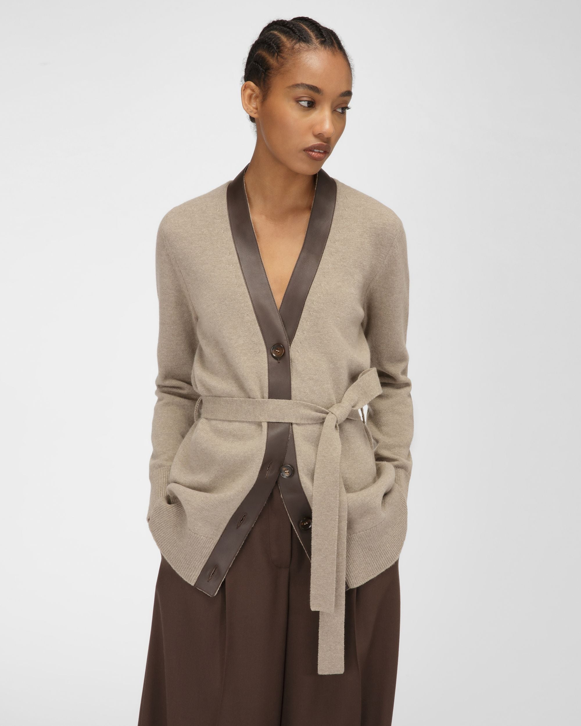 Cardigan En Laine Beige - Femme - Bally - 01