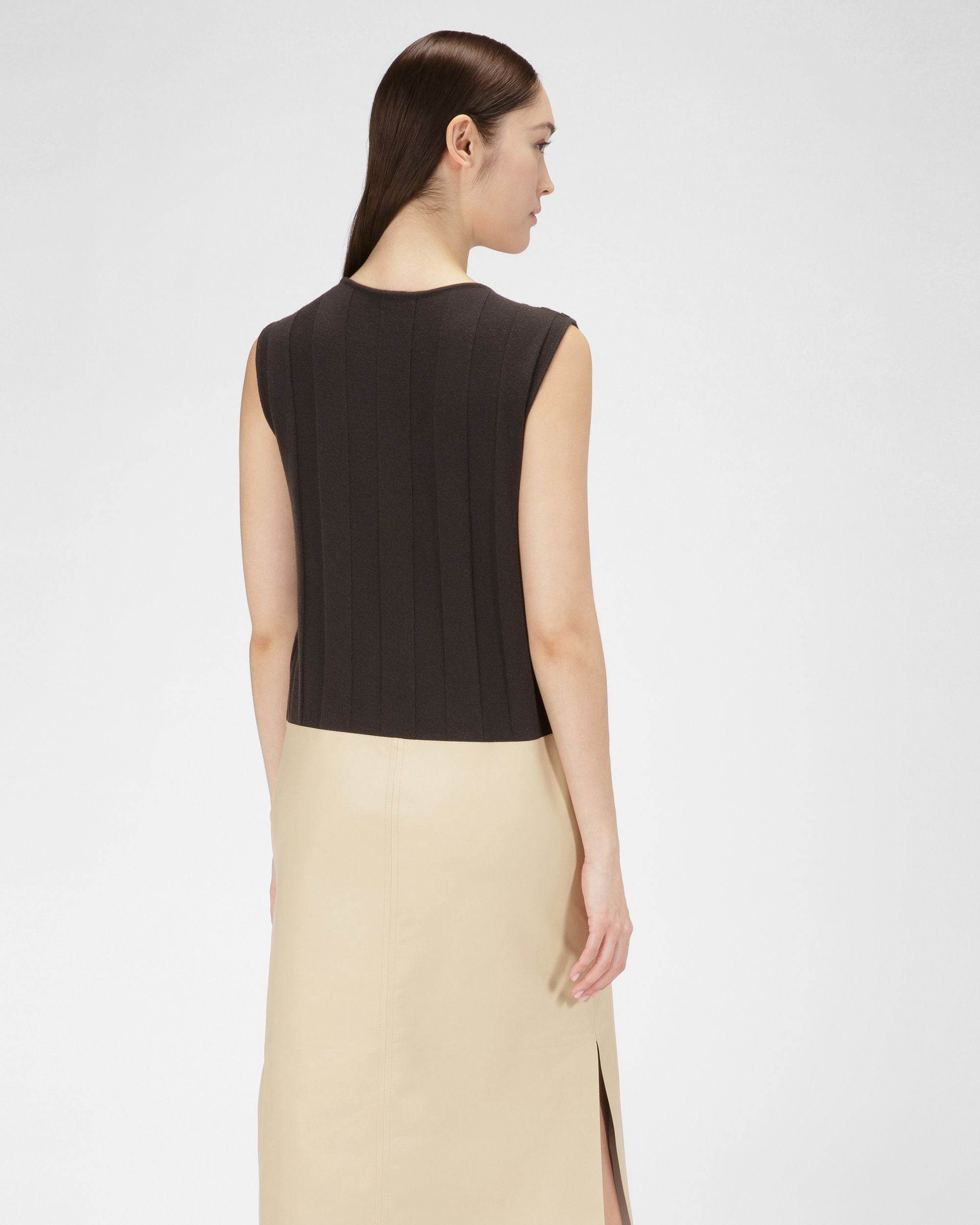 Kleid Aus Wolle Und Leder In Militärgrün Und Beige - Damen - Bally - 03