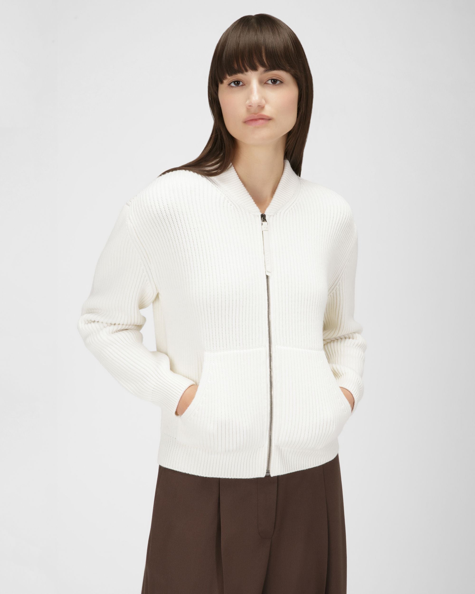 Jacke Aus Elfenbeinfarbener Wolle - Damen - Bally - 01