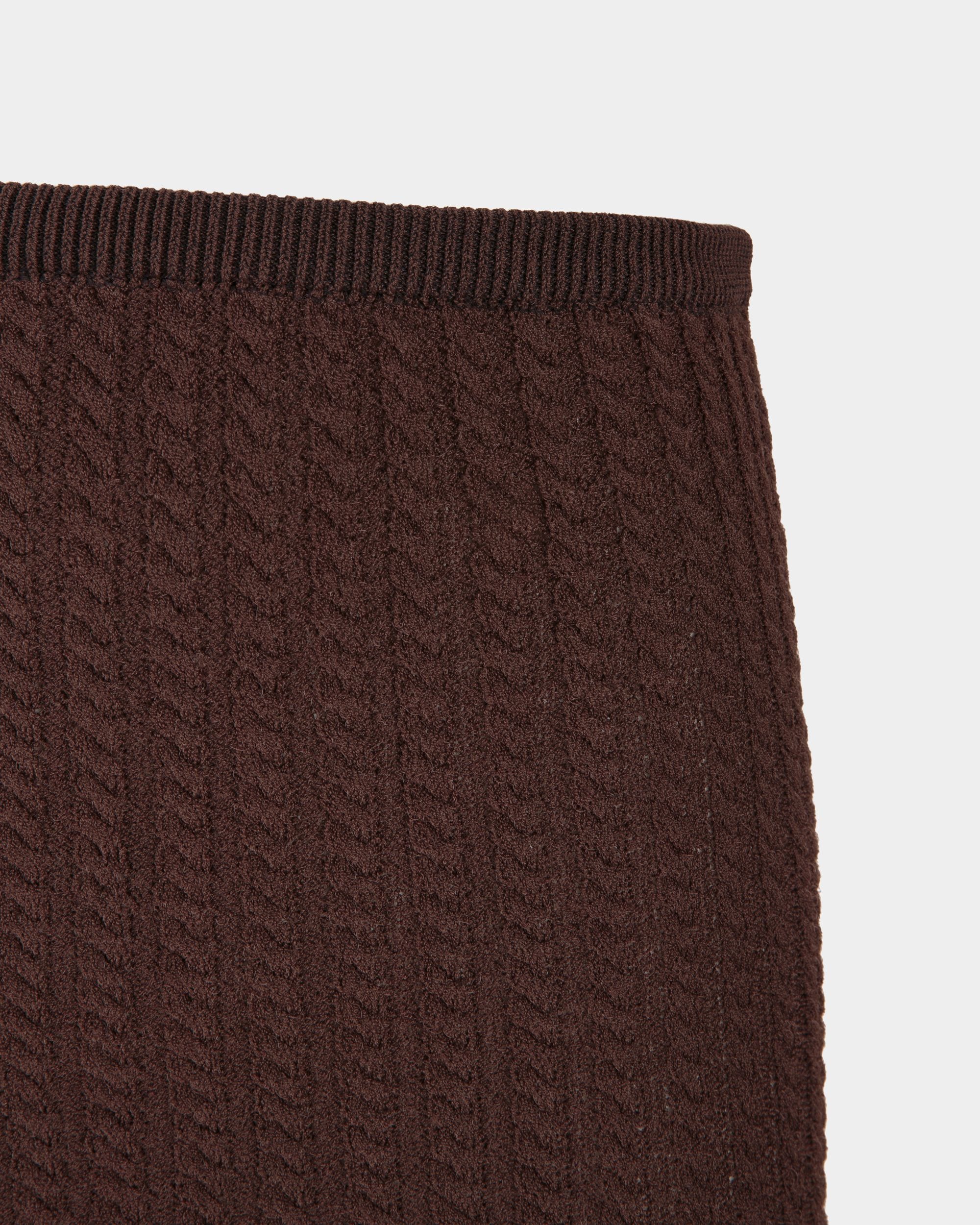 Midi Skirt in Brown Cable Knit Fabric - Women's - Bally - 02