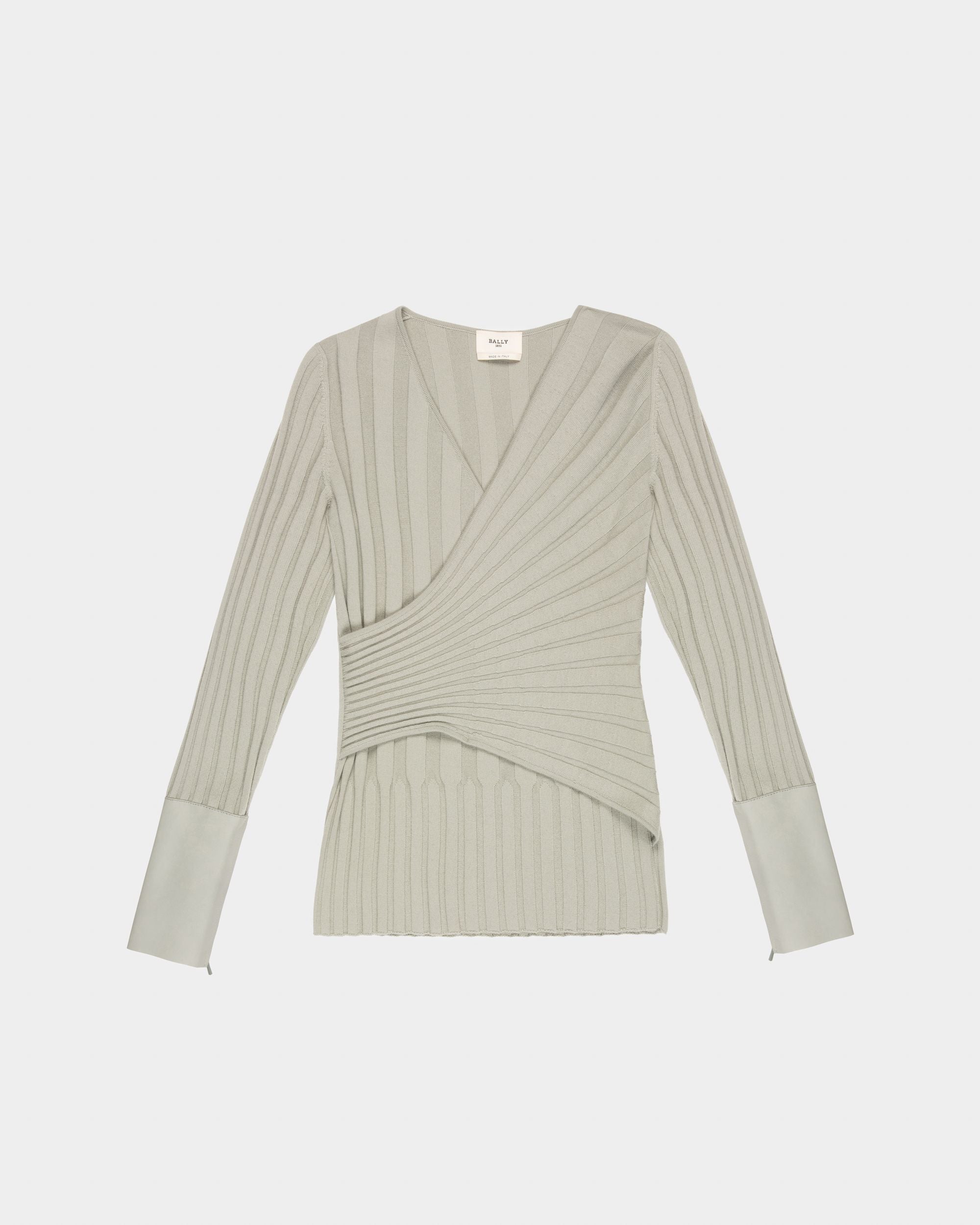 Top En Col V En Laine Et Cachemire Mélangés En Gris - Femme - Bally - 04
