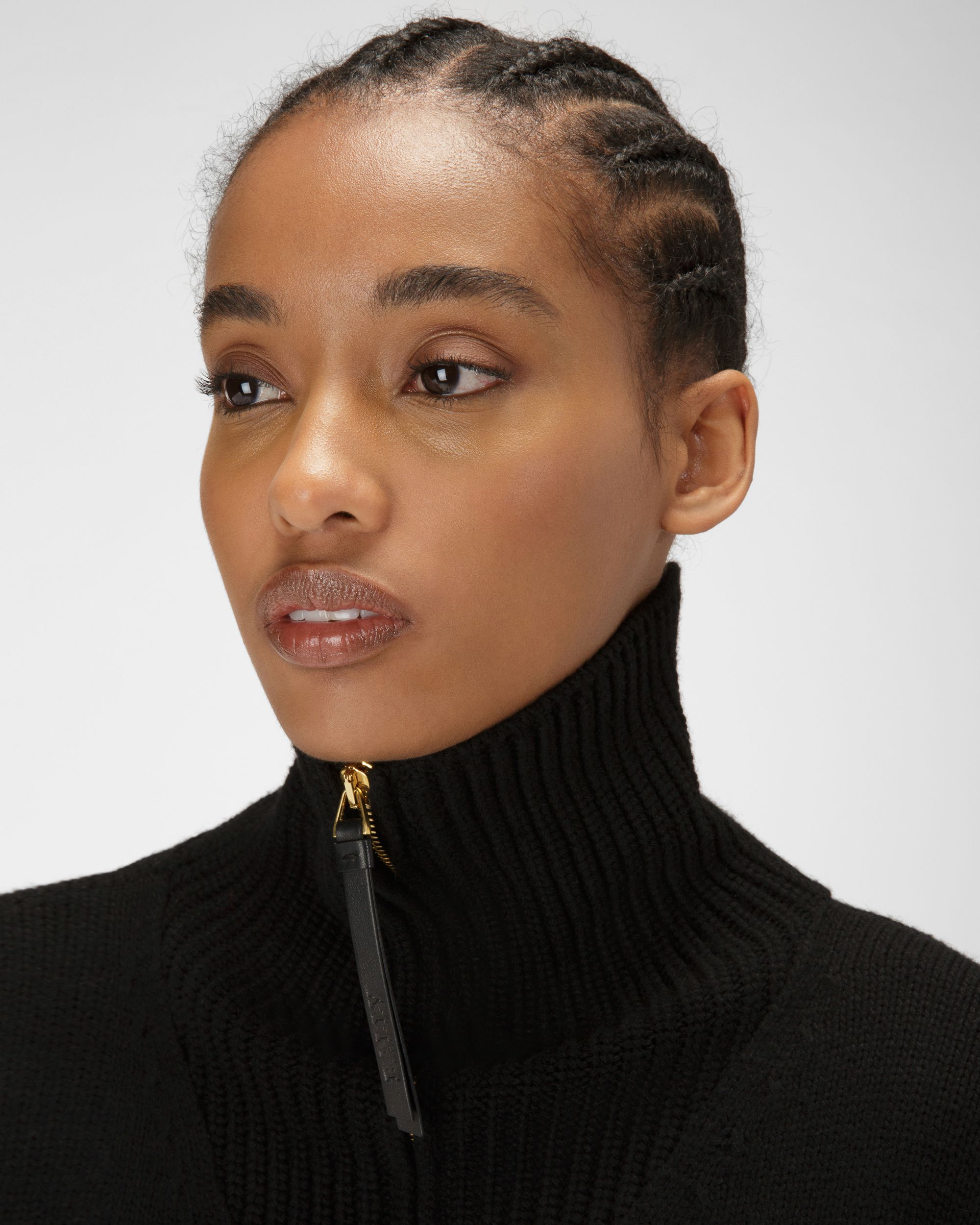 Cape Côtelée En Laine Et Cachemire Noir - Femme - Bally - 02