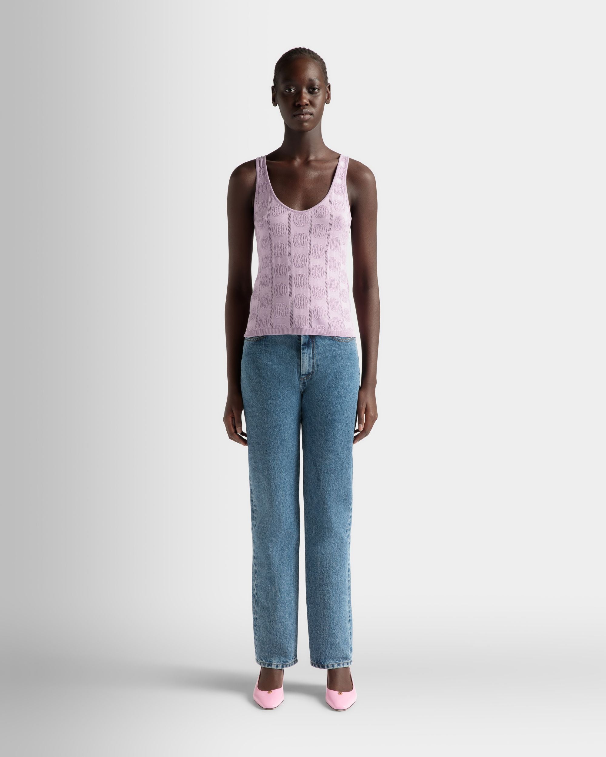 Tank Top In A Lilac Silk Blend - Women's - Bally - 02