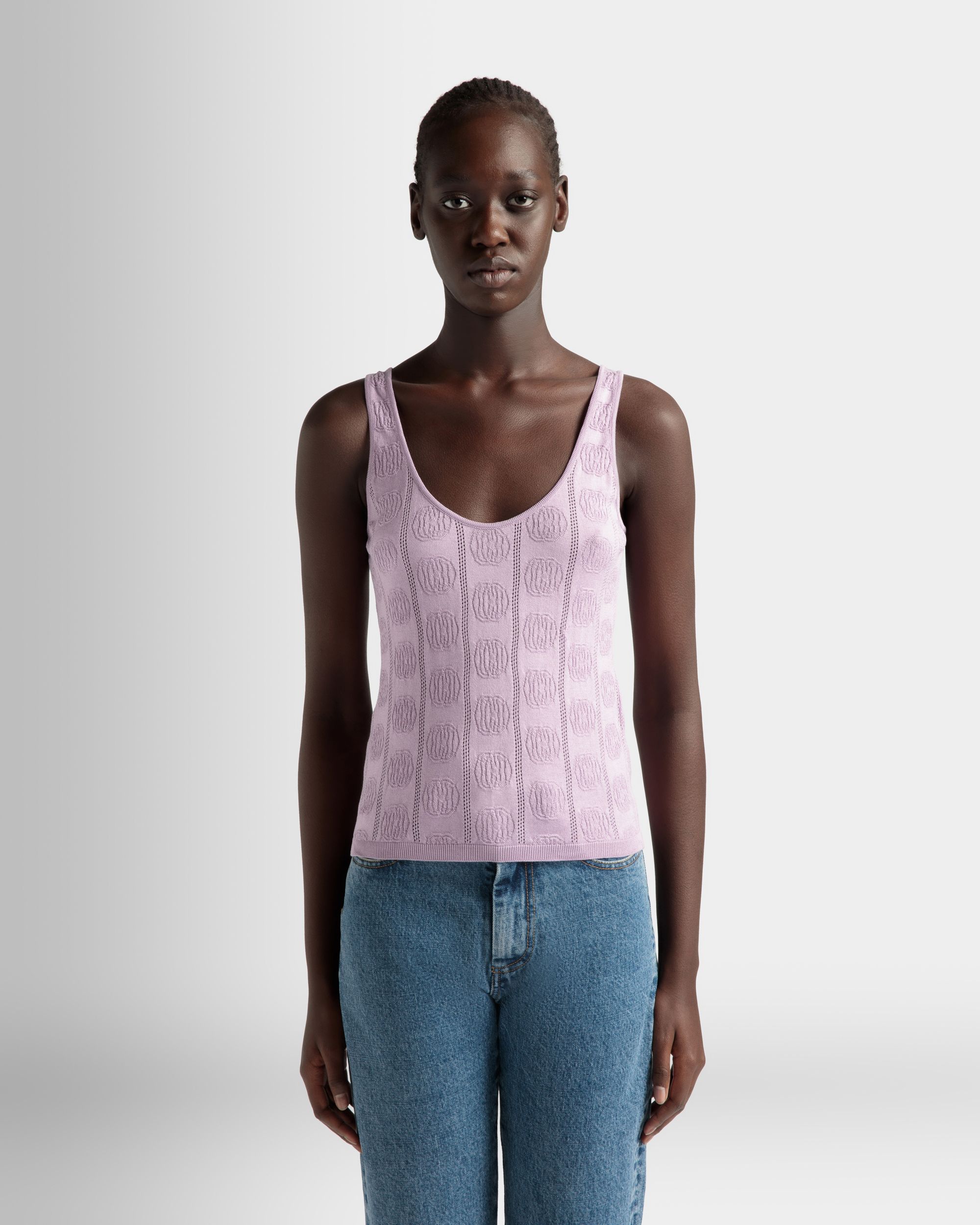 Tank Top In A Lilac Silk Blend - Women's - Bally - 03