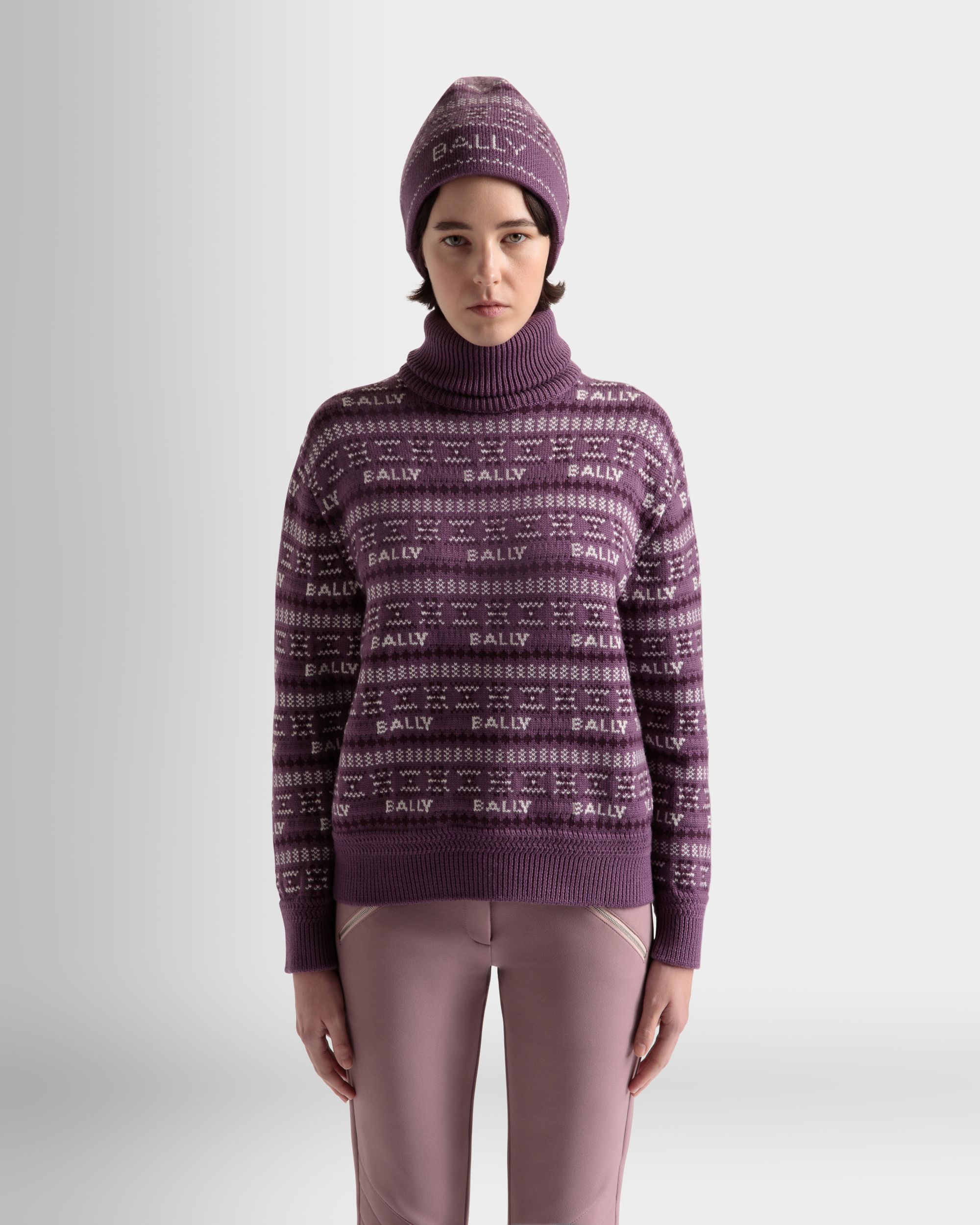 Pull À Col Roulé En Laine Violette - Femme - Bally - 03