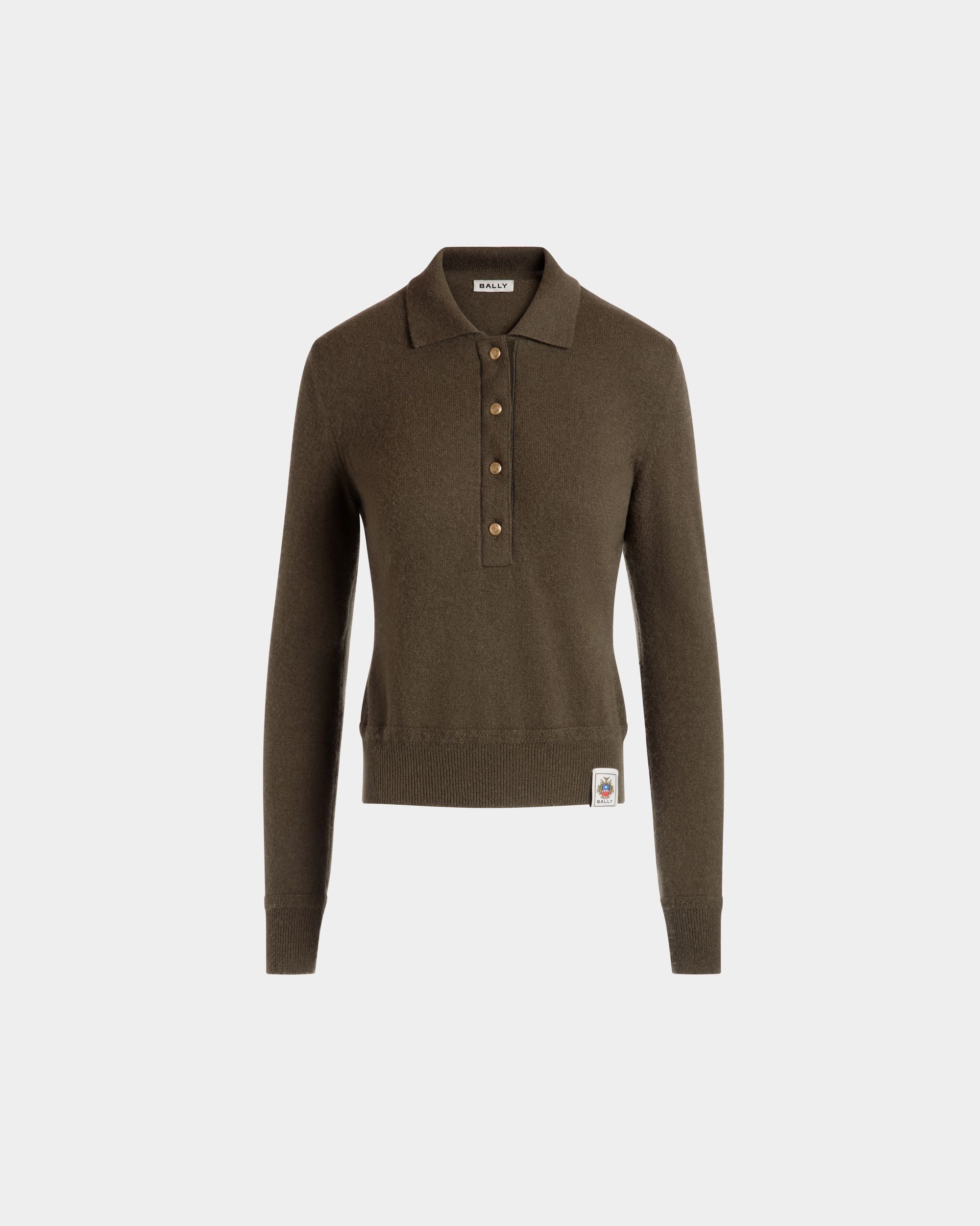 Gestricktes Polo Aus Kaschmir In Military Green - Damen - Bally - 01