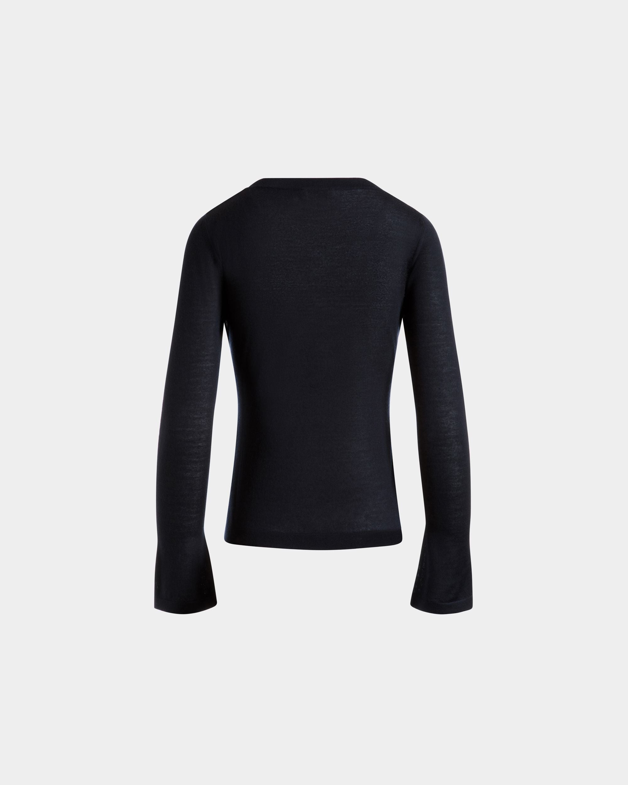 Top Con Scollo A V In Cachemire Navy Blue Lavorato A Maglia - Donna - Bally - 07