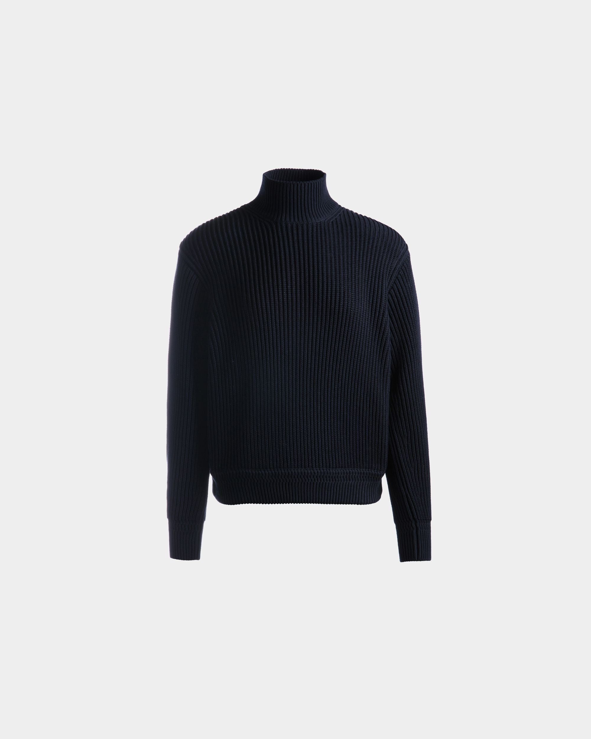 Rollkragenpullover Aus Baumwolle In Navy Blue - Damen - Bally - 01