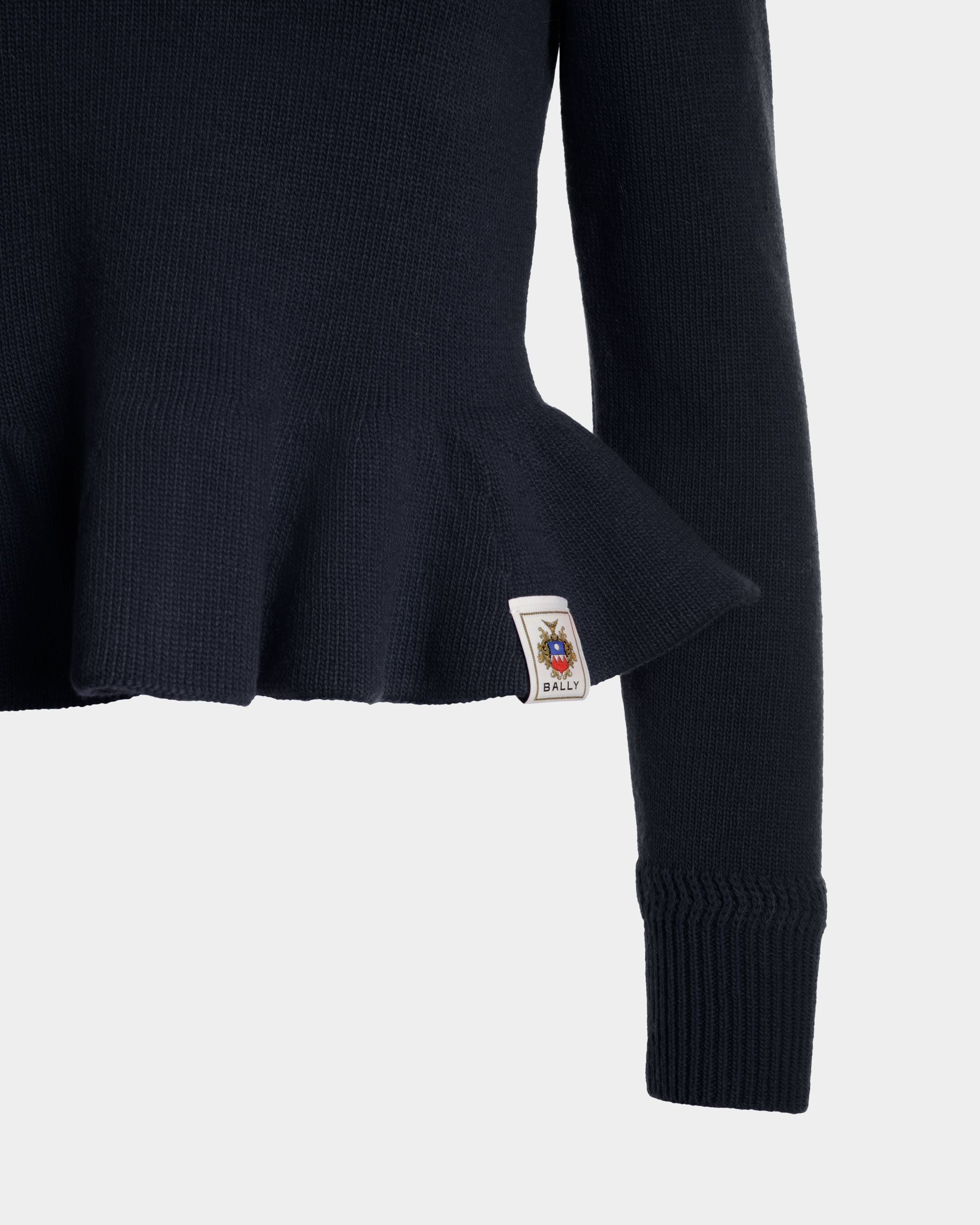 Knit Top In Navy Blue Wool - Women's - Bally - 04