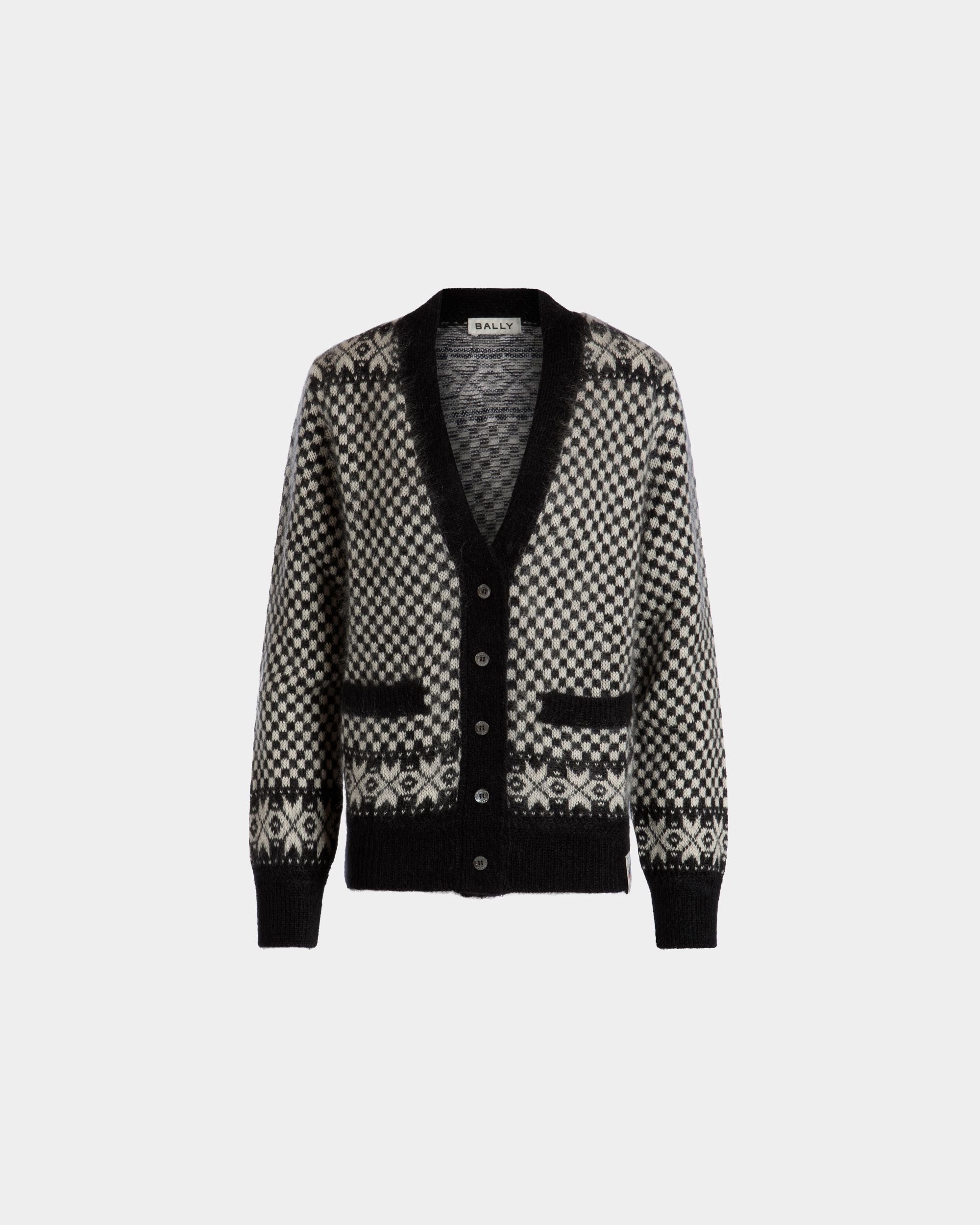 Cardigan In Black And White Mohair And Silk - Women's - Bally - 01