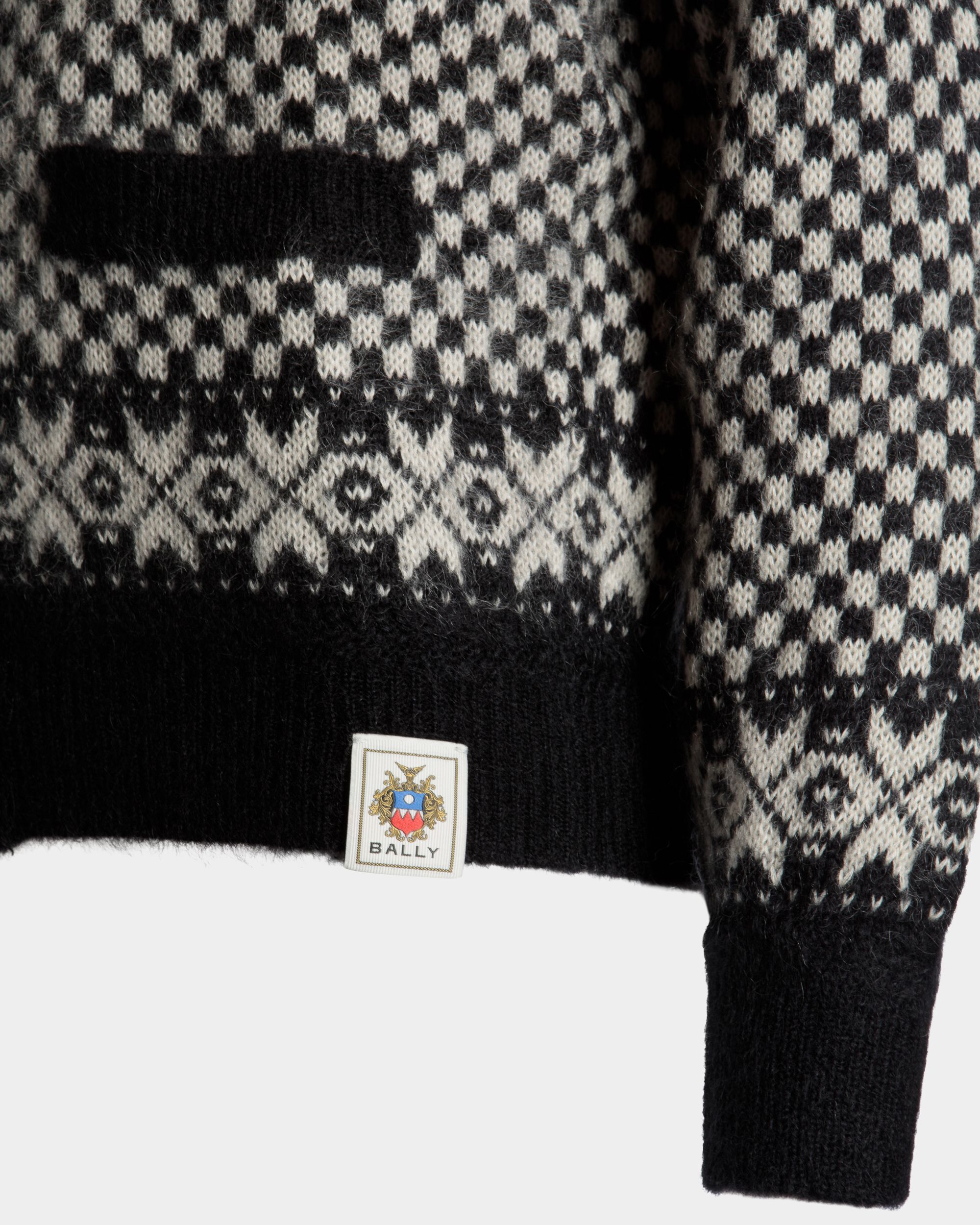 Cardigan In Black And White Mohair And Silk - Women's - Bally - 04