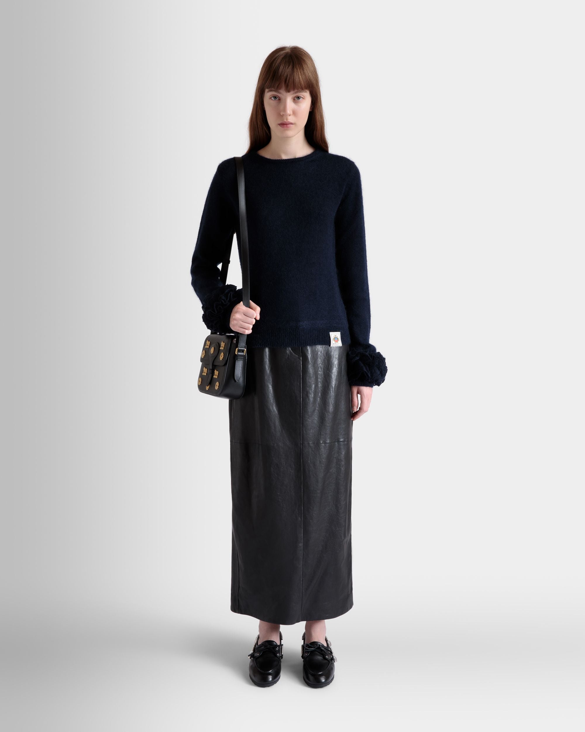 Top In Mohair Lavorato A Maglia E Seta Navy Blue - Donna - Bally - 02